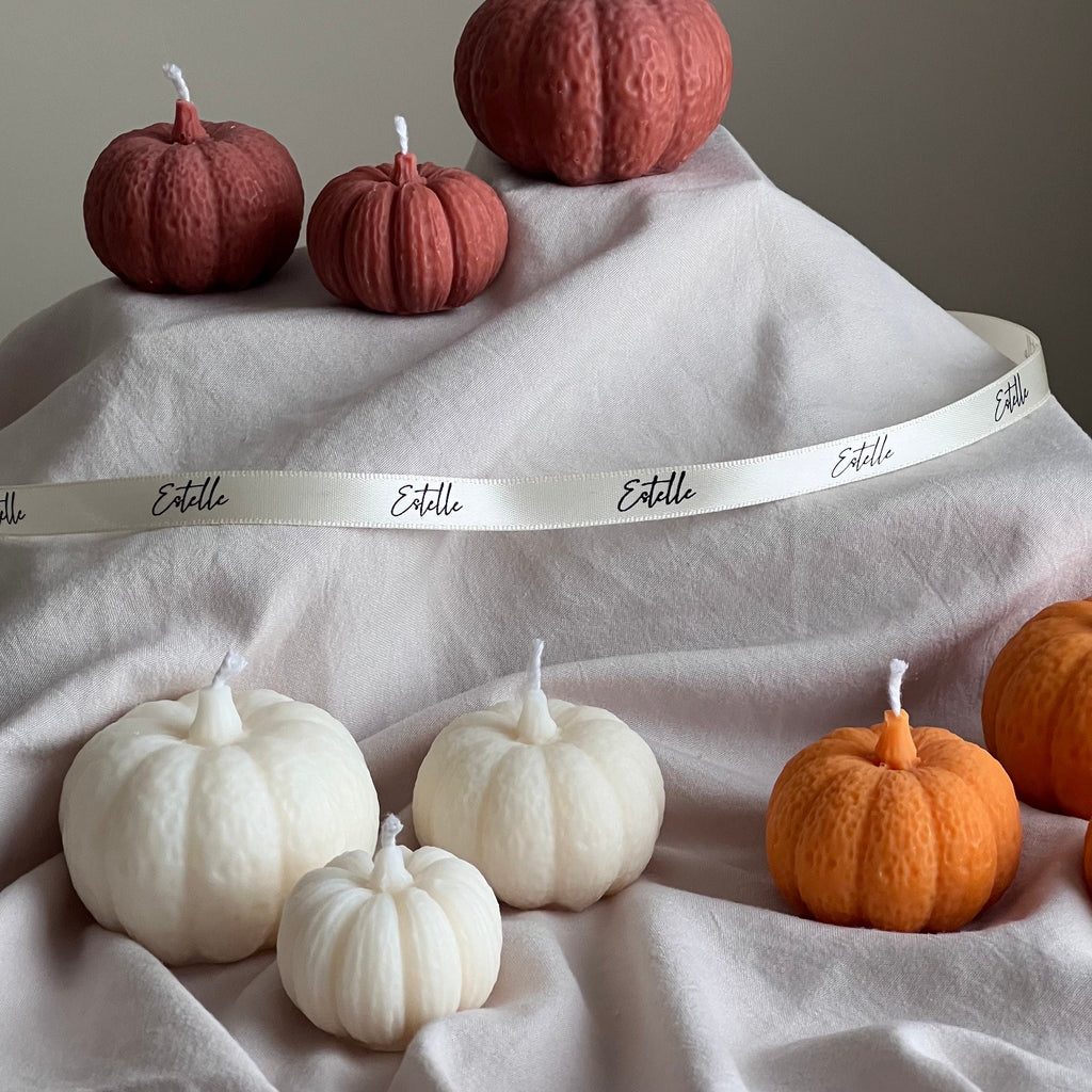 Handmade Pumpkin Soy Wax Candle Set: Autumn Decor