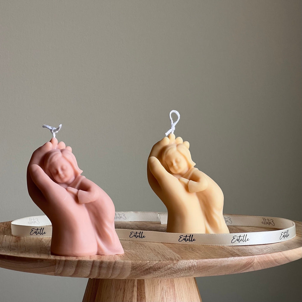 Handmade Baby In Hand Soy Wax Candle: Mother's Love Gift