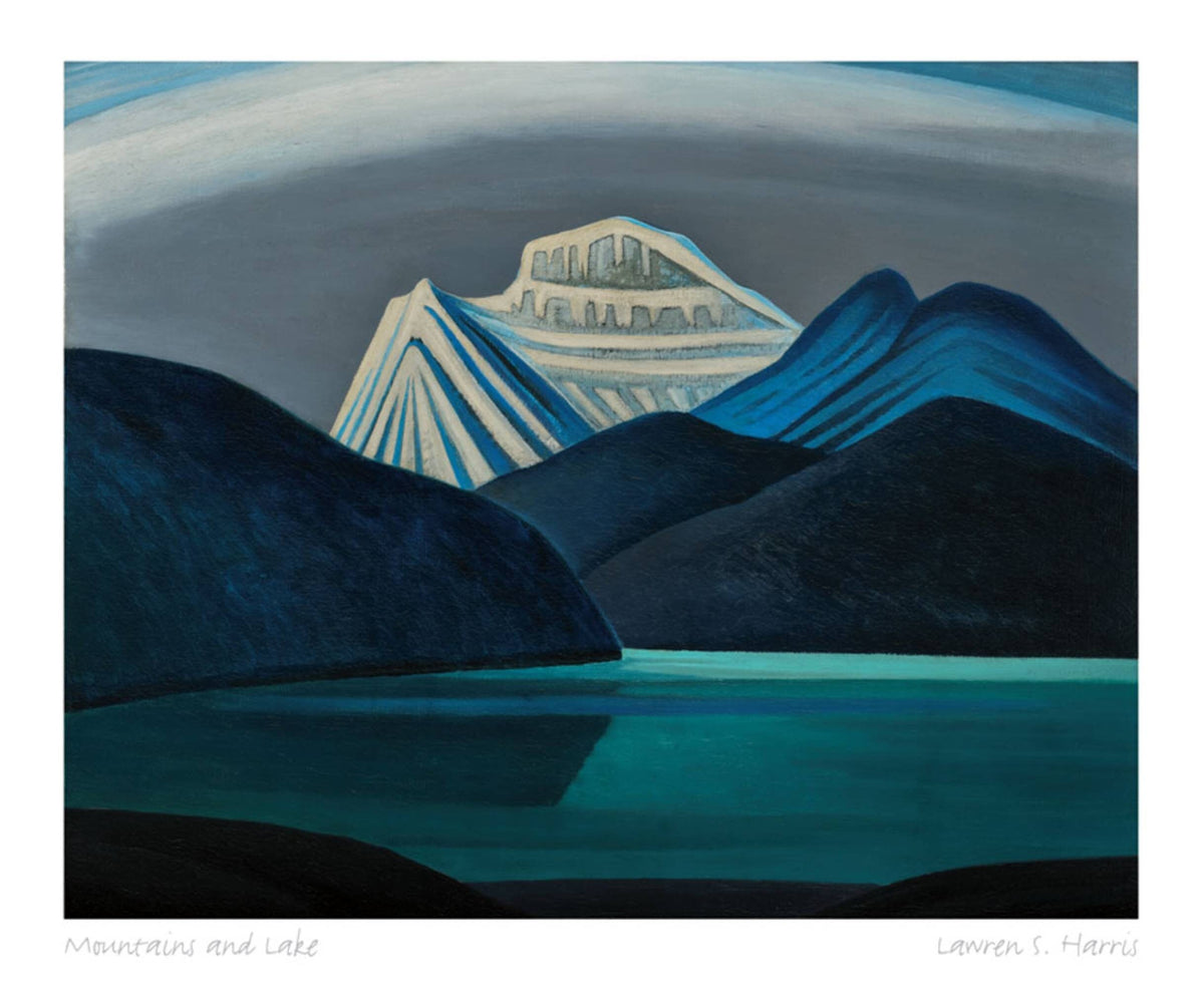 Montagne et lac par Lawren S. Harris, carte d'art Groupe des Sept, carte d'art encadrée