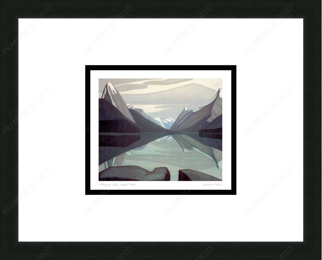 Lac Maligne/Parc Jasper par Lawren S. Harris, carte d'art du Groupe des Sept, carte d'art encadrée