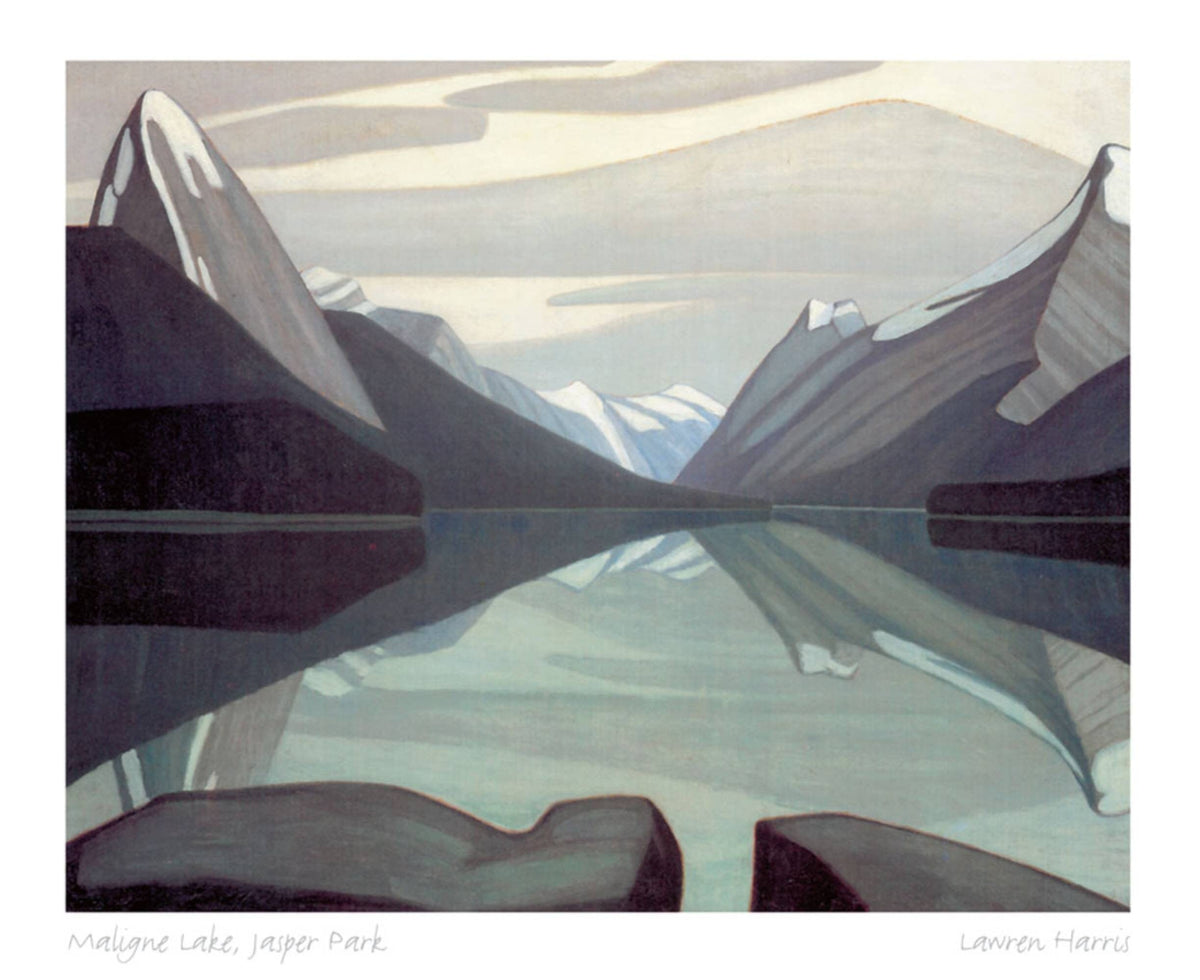 Lac Maligne/Parc Jasper par Lawren S. Harris, carte d'art du Groupe des Sept, carte d'art encadrée
