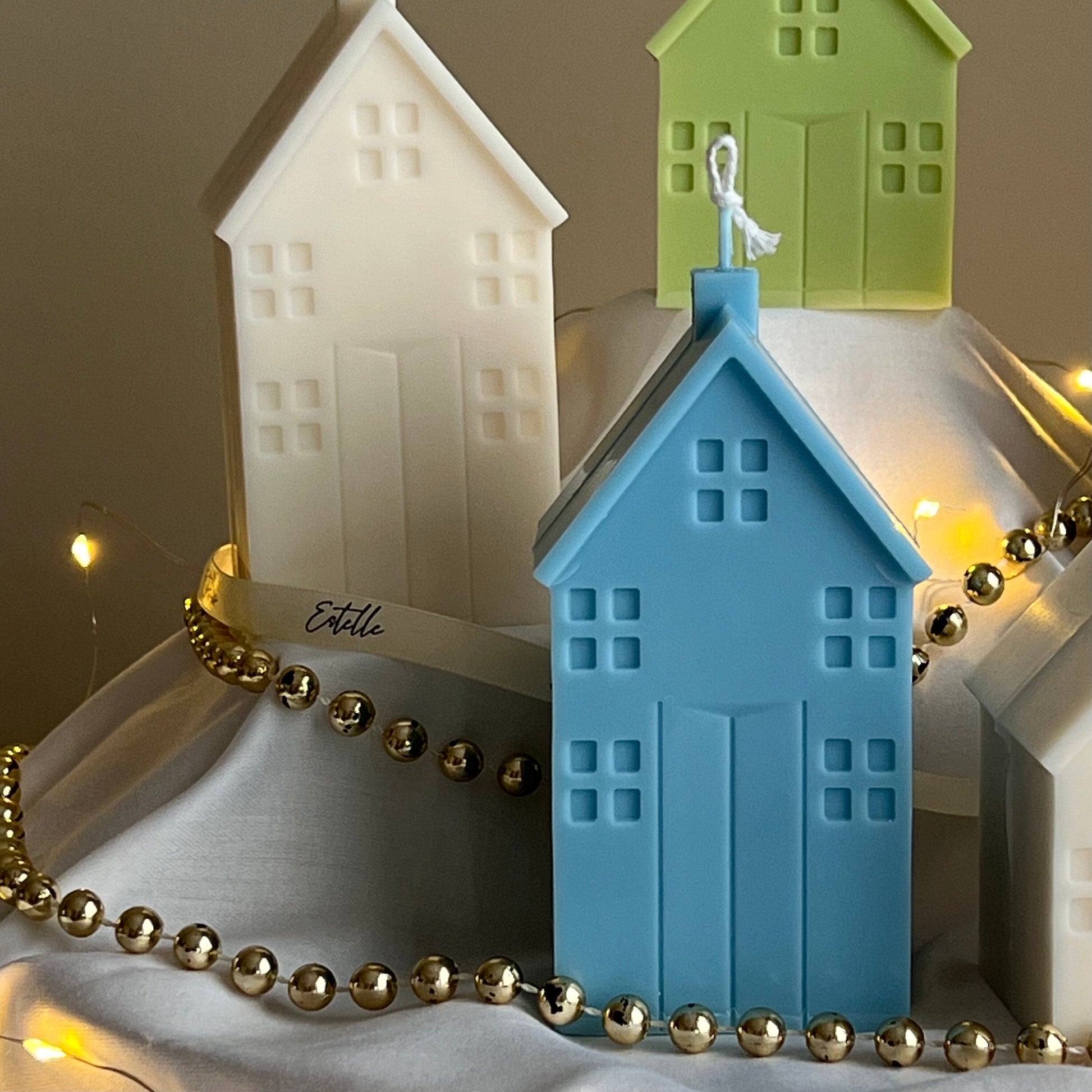 Handmade Christmas House Soy Candle: Holiday Home Decor