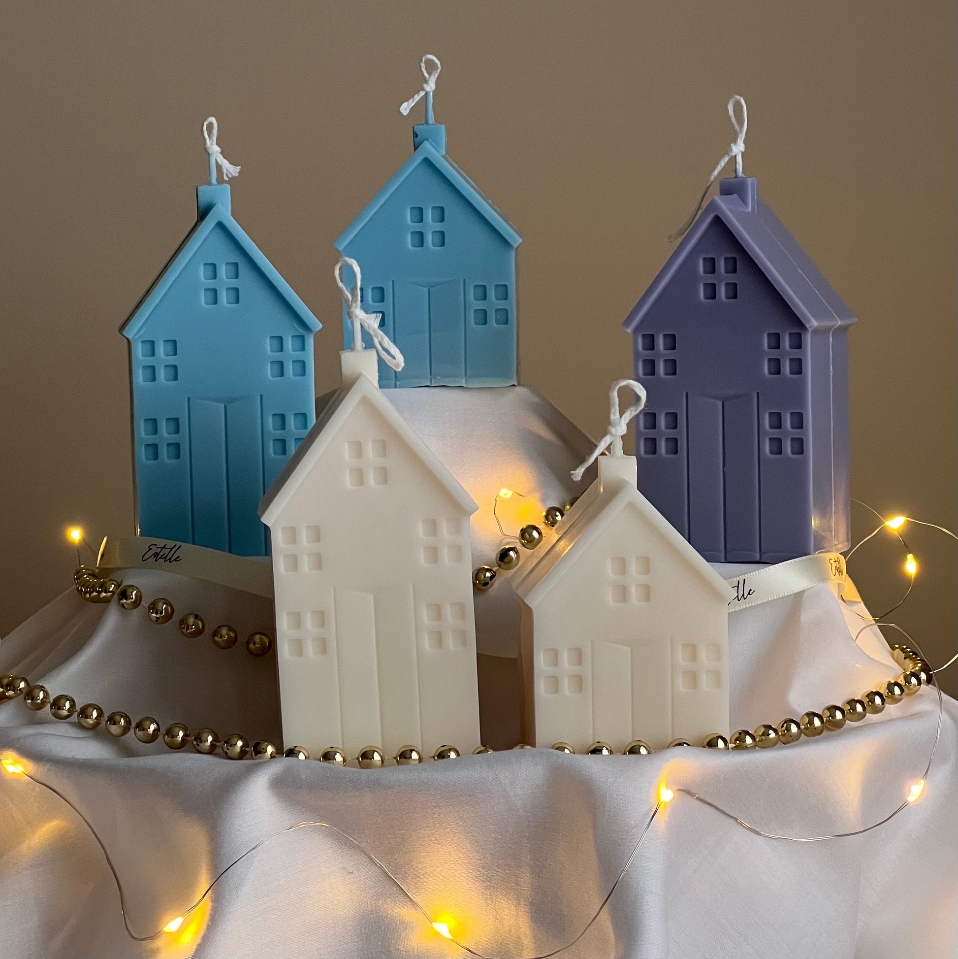 Handmade Christmas House Soy Candle: Holiday Home Decor