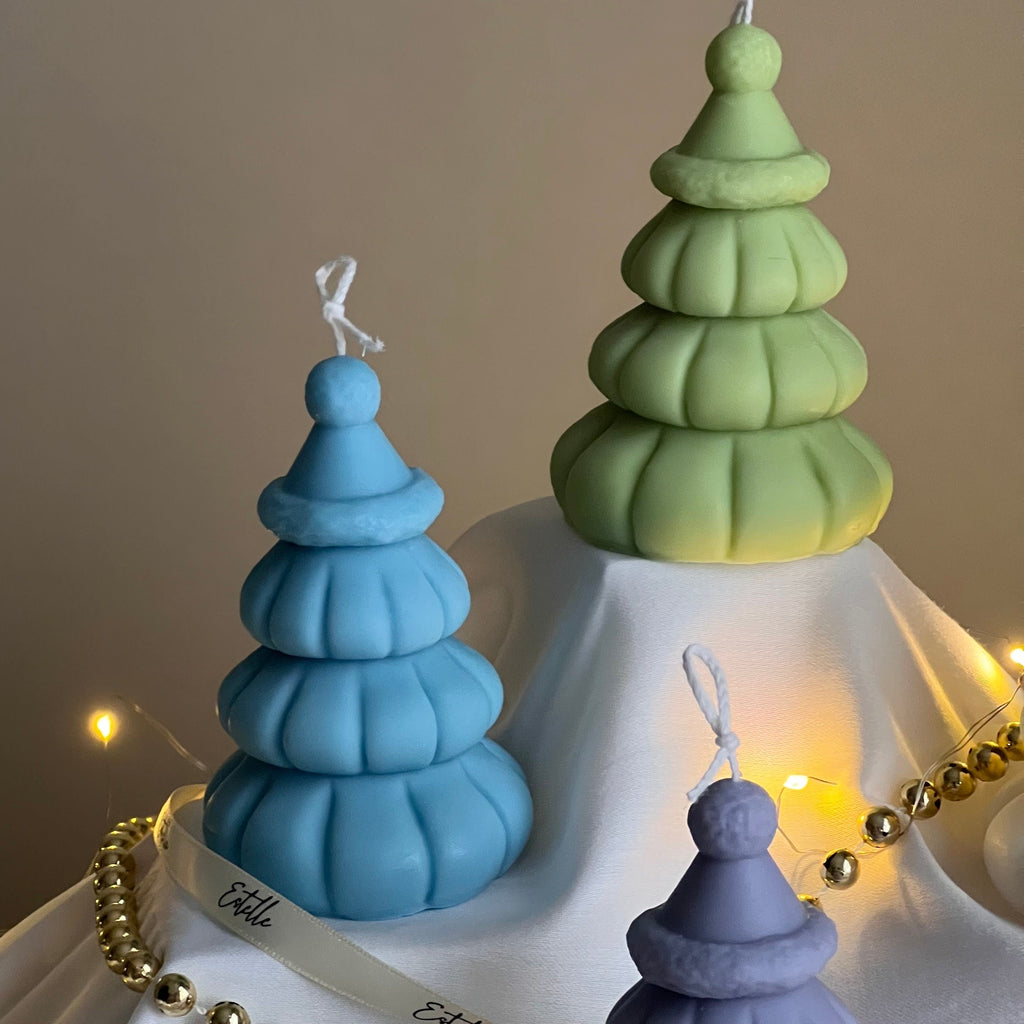 Christmas Tree Soy Candle with Hat: Handmade Holiday Decor