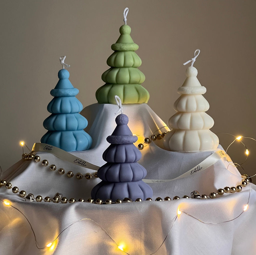 Christmas Tree Soy Candle with Hat: Handmade Holiday Decor