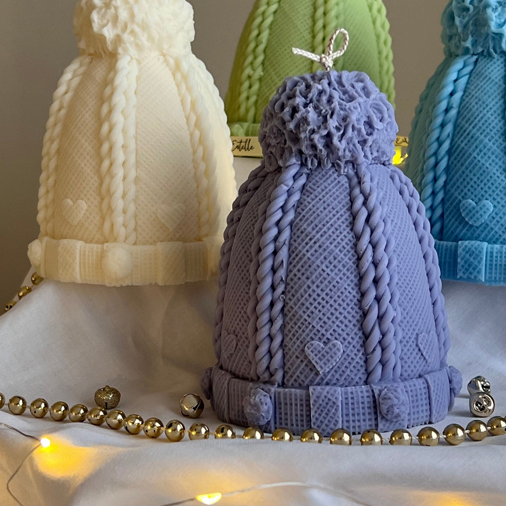 Hand-Poured Christmas Hat Candle: Festive Soy Wax Decor