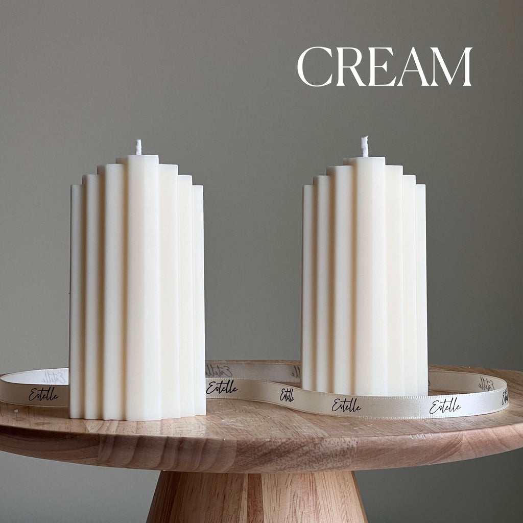 Geometric Soy Pillar Candle: Sculptural Home Decor
