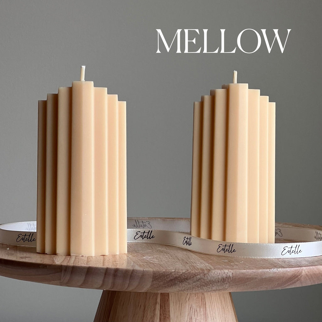 Geometric Soy Pillar Candle: Sculptural Home Decor