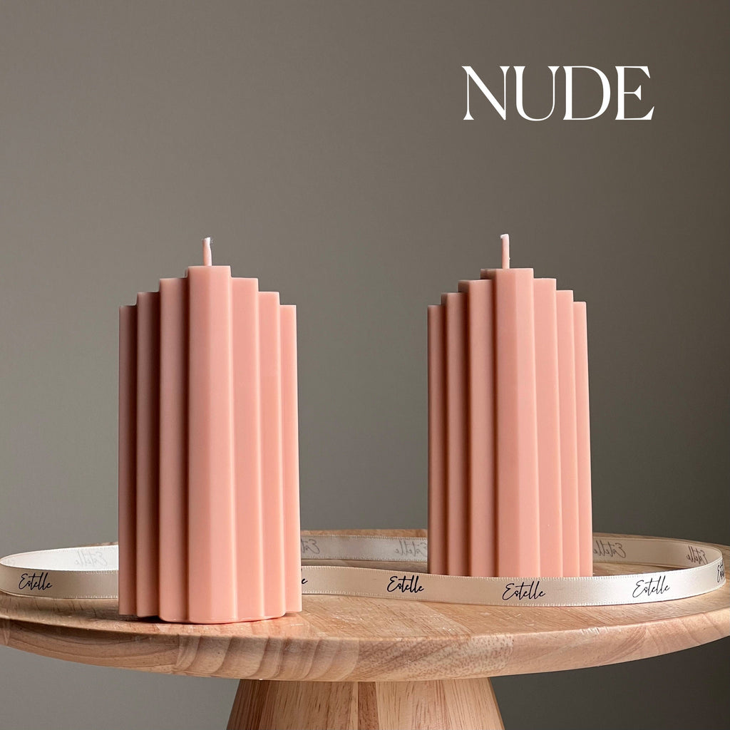 Geometric Soy Pillar Candle: Sculptural Home Decor
