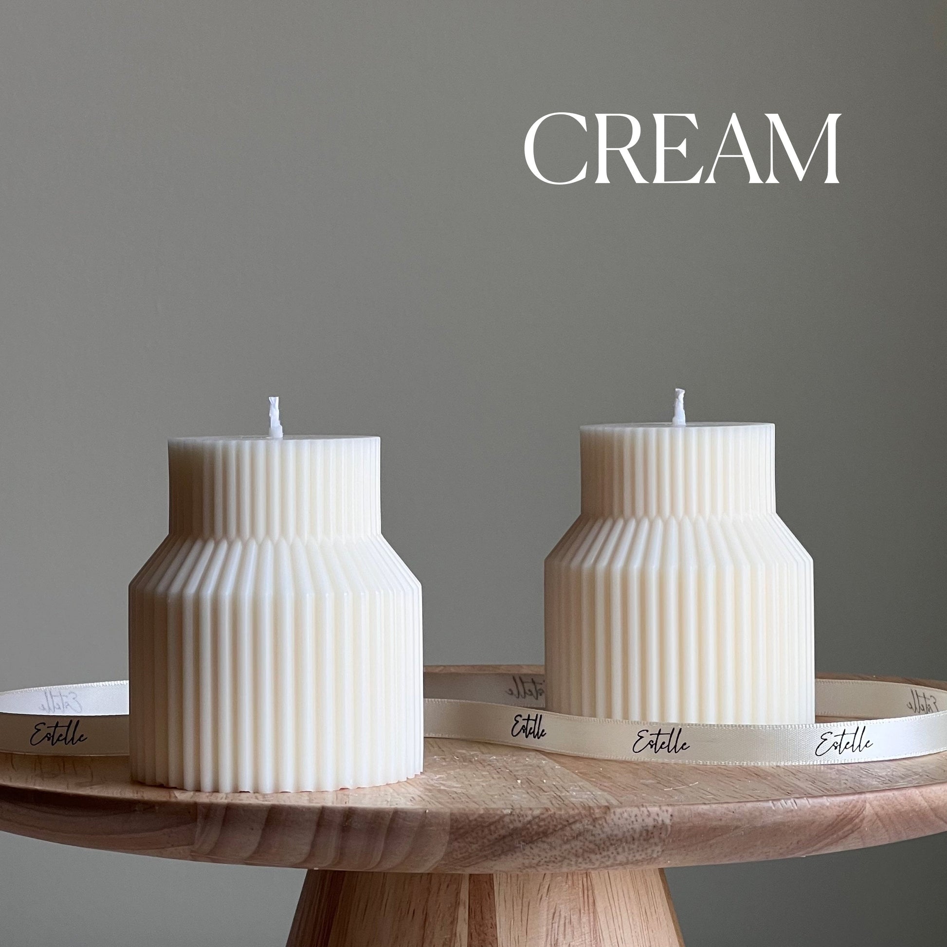 Geometric Ribbed Soy Pillar Candle: Minimalist Home Decor