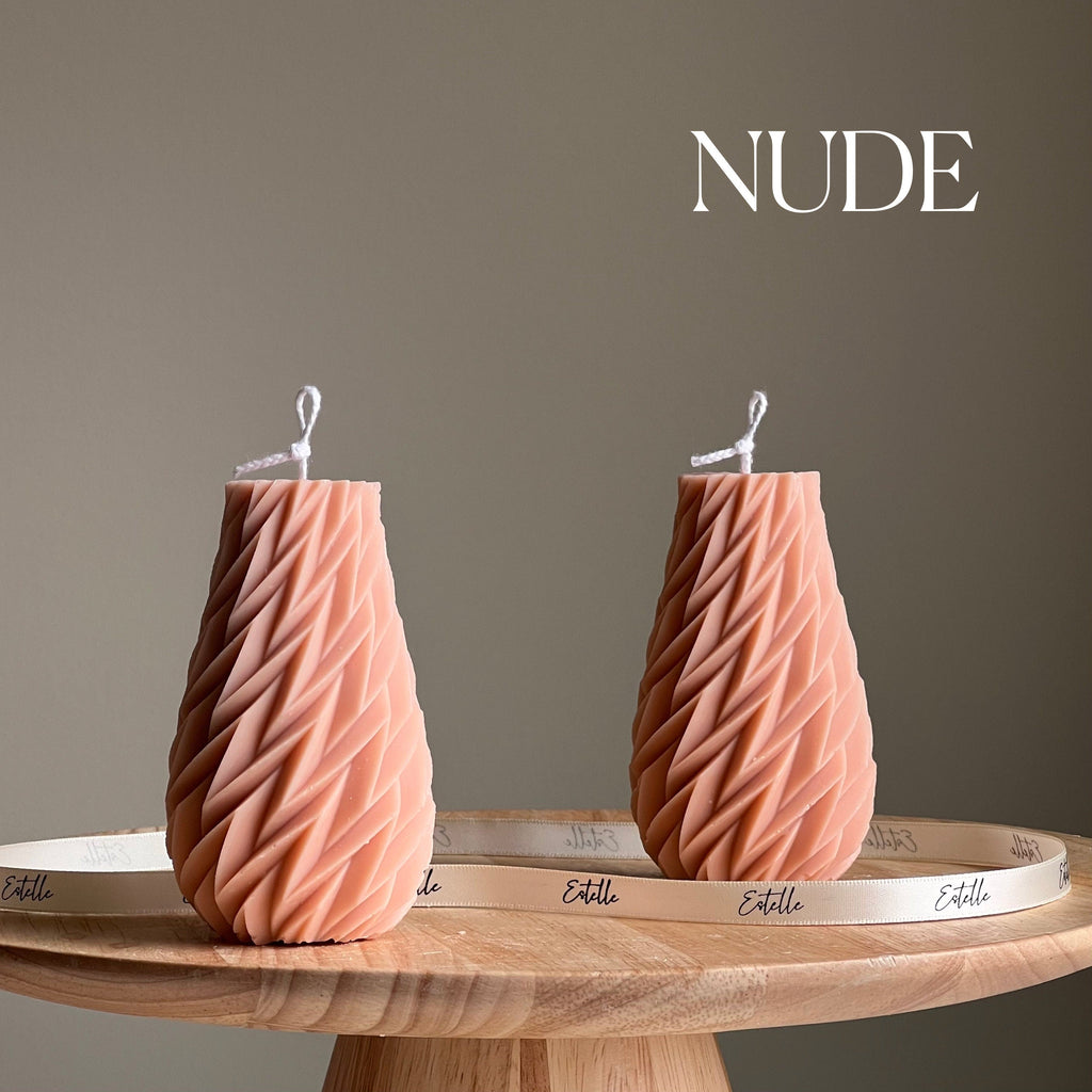 Geometric Wavy Soy Pillar Candle: Minimalist Home Decor