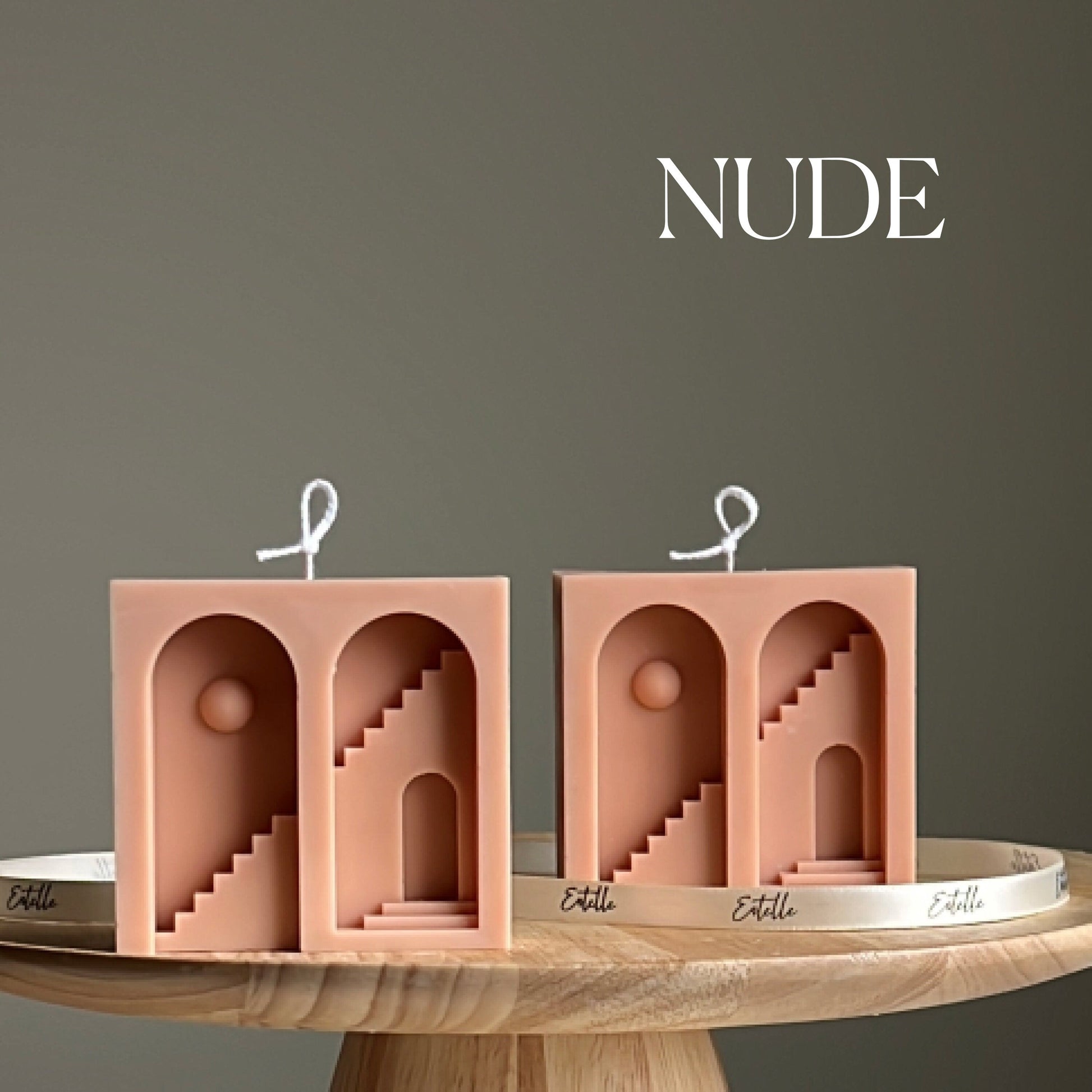 Santorini Soy Candle: Sculptural Pillar, Minimalist Home Decor