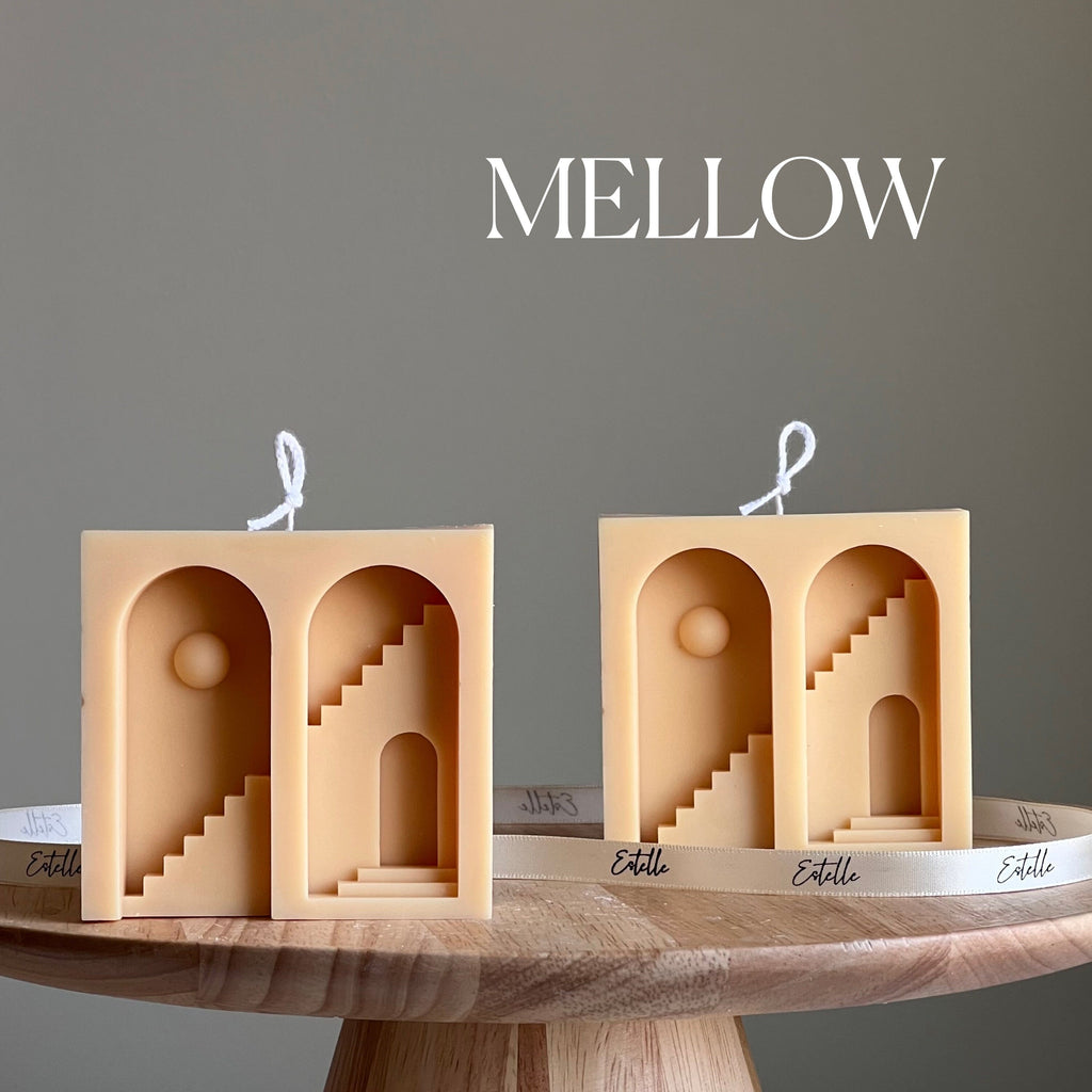 Santorini Soy Candle: Sculptural Pillar, Minimalist Home Decor
