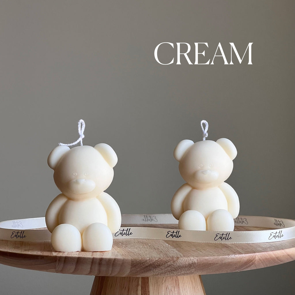 Small Teddy Bear Candle: Sculptural Soy Wax, Custom Scent