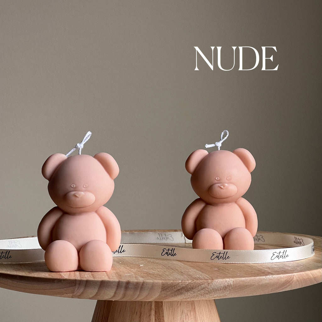 Small Teddy Bear Candle: Sculptural Soy Wax, Custom Scent