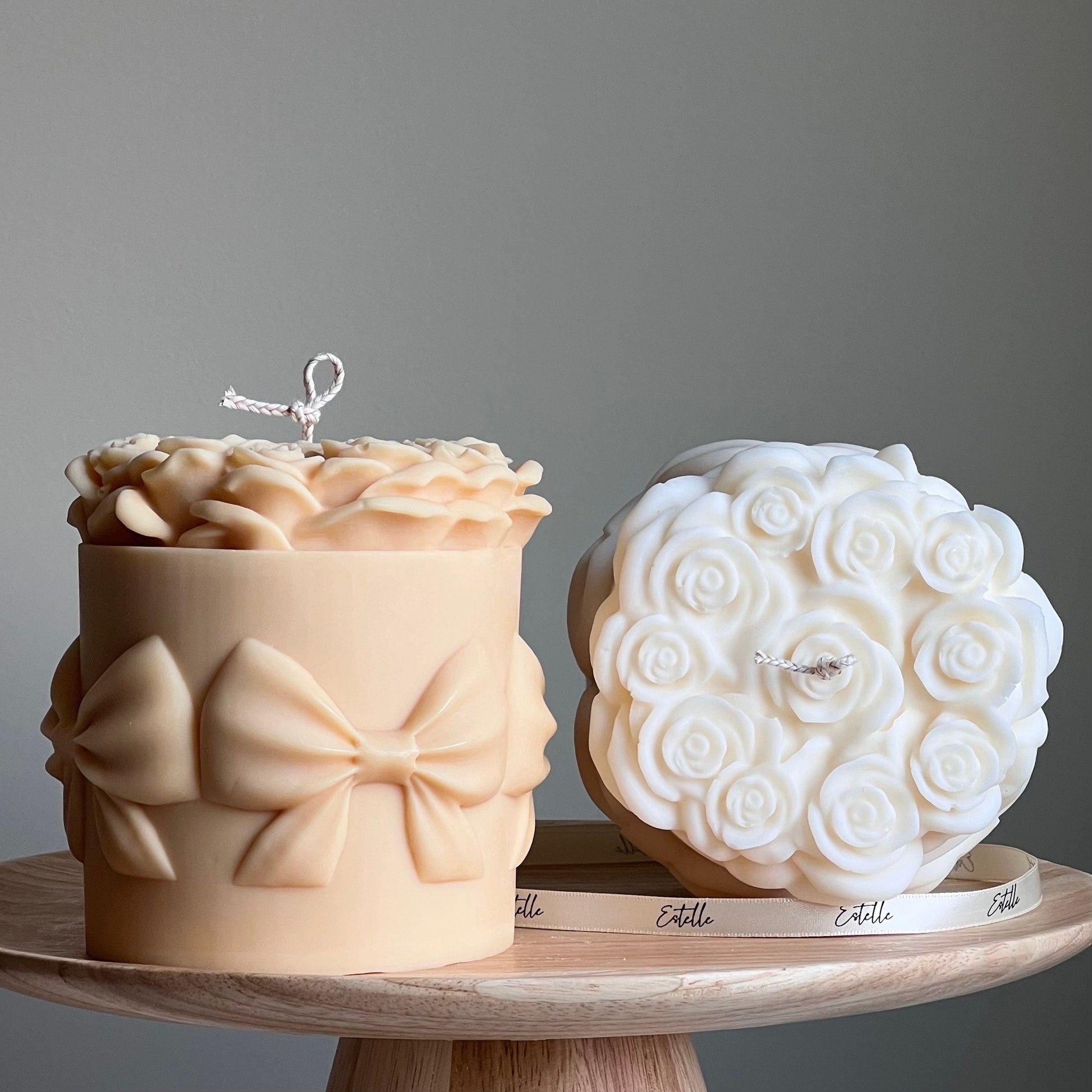 Big Rose Basket Candle | Hand Poured Soy Wax Pillar Candle