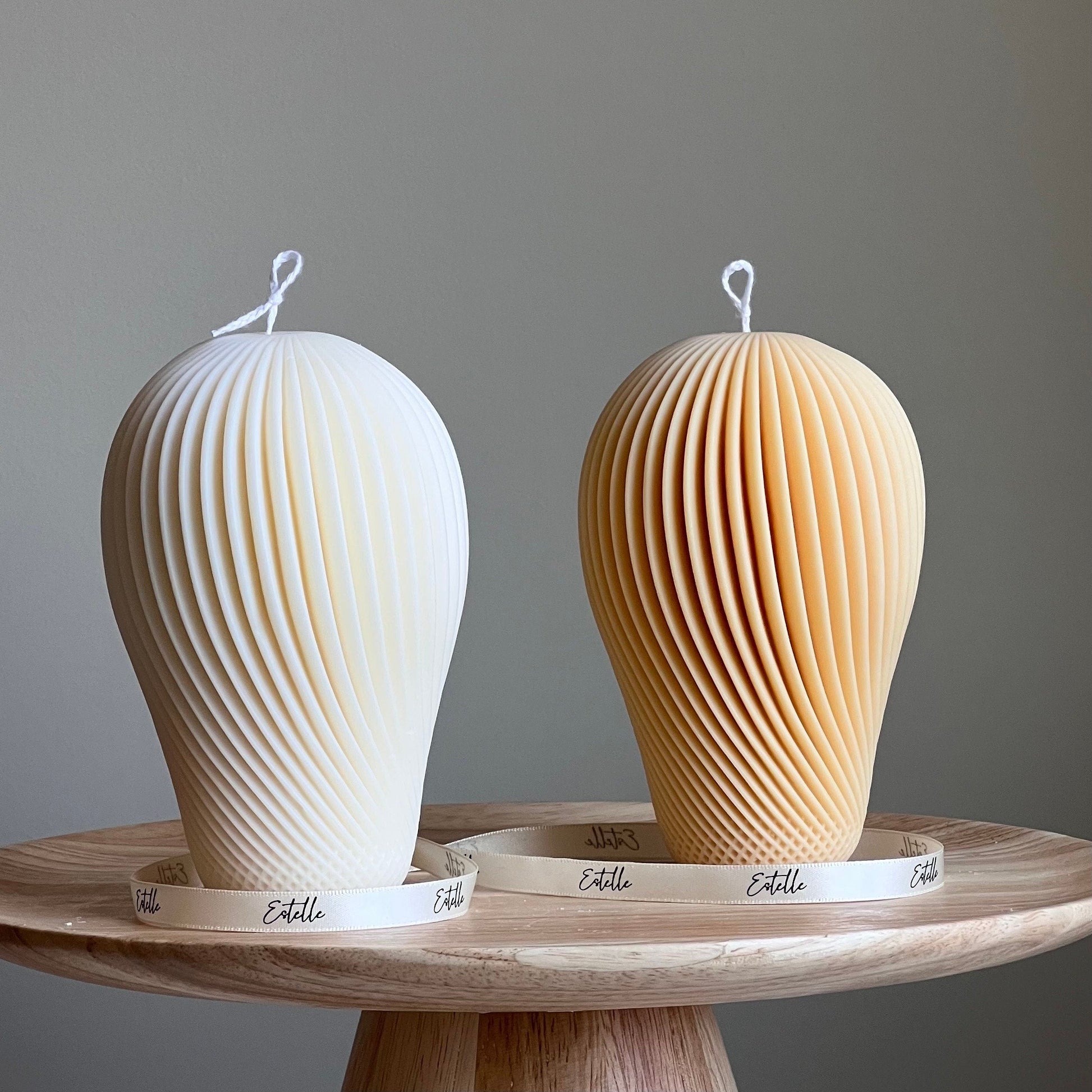 Spiral Soy Wax Candle: Hand-Poured Sculptural Pillar Candle