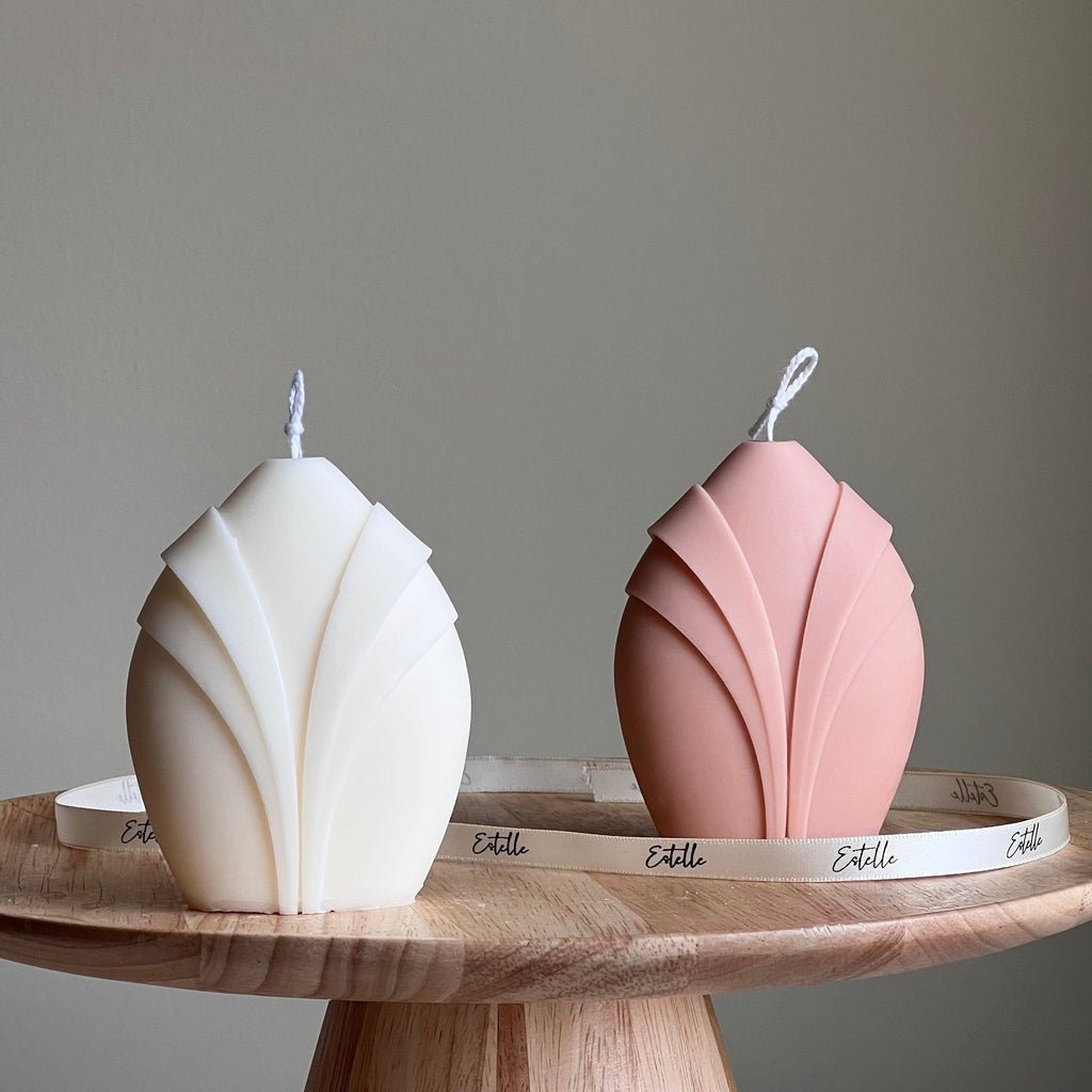 Collar Pillar Candle: Sculptural Geometric Soy Wax Candle