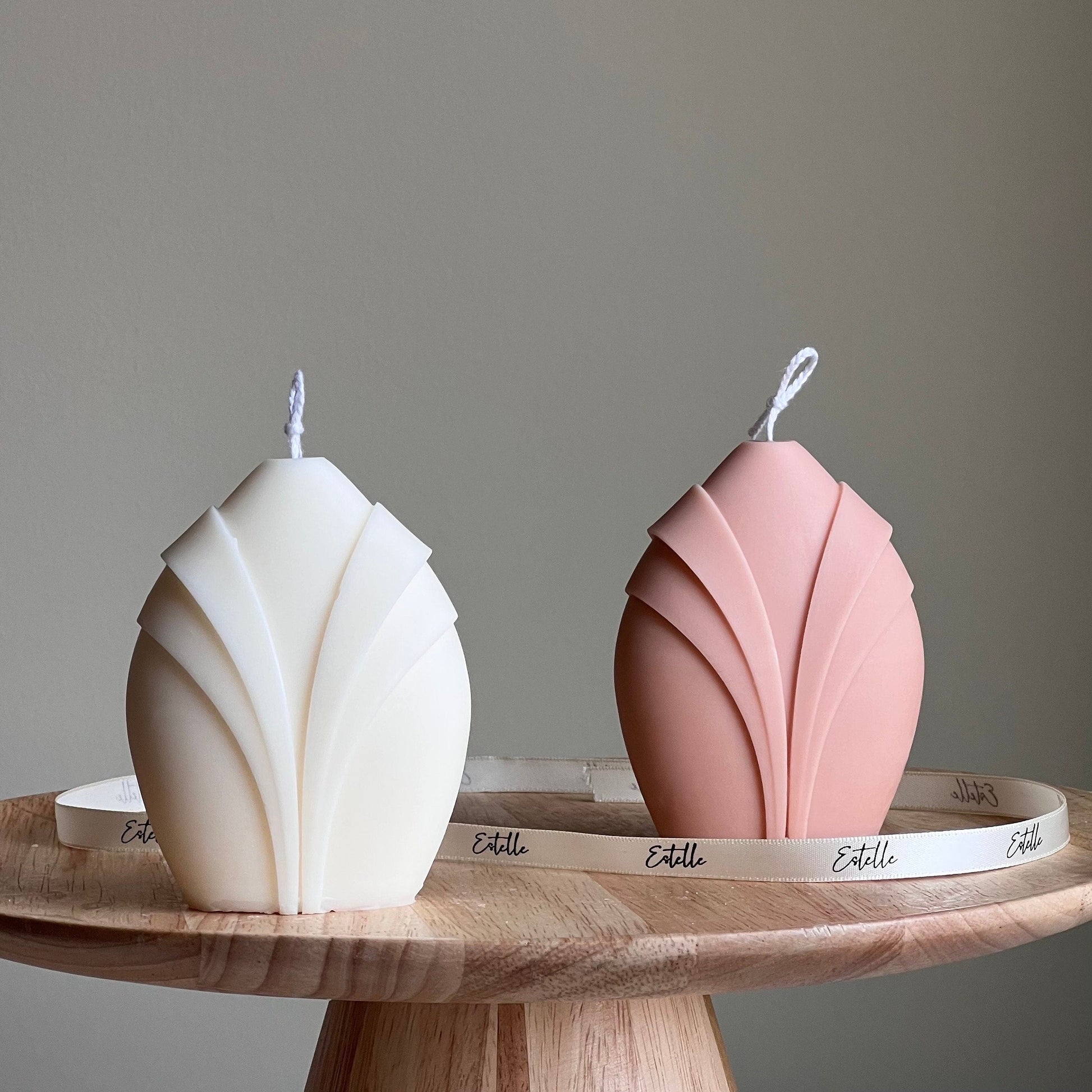 Collar Pillar Candle: Sculptural Geometric Soy Wax Candle