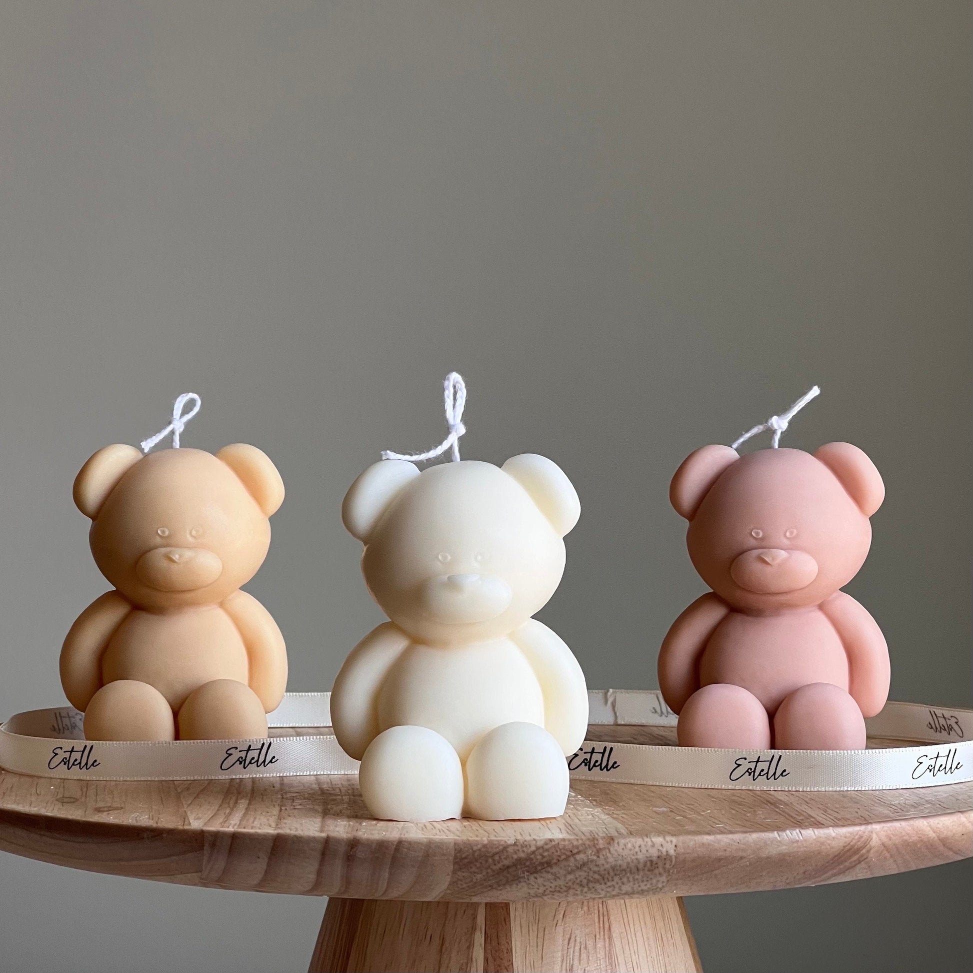 Small Teddy Bear Candle: Sculptural Soy Wax, Custom Scent