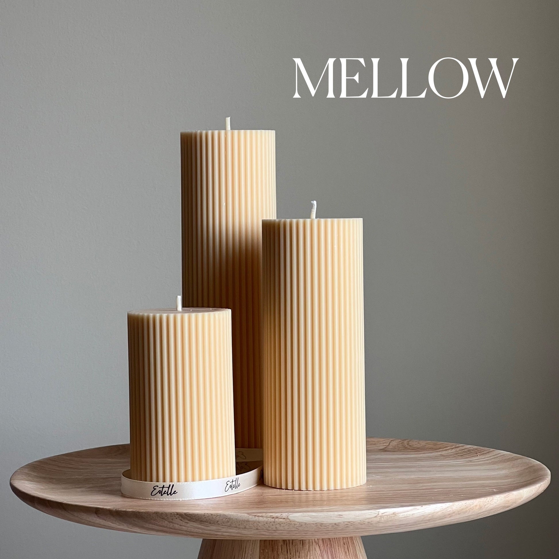 Handmade Ribbed Soy Wax Pillar Candle | Home Decor
