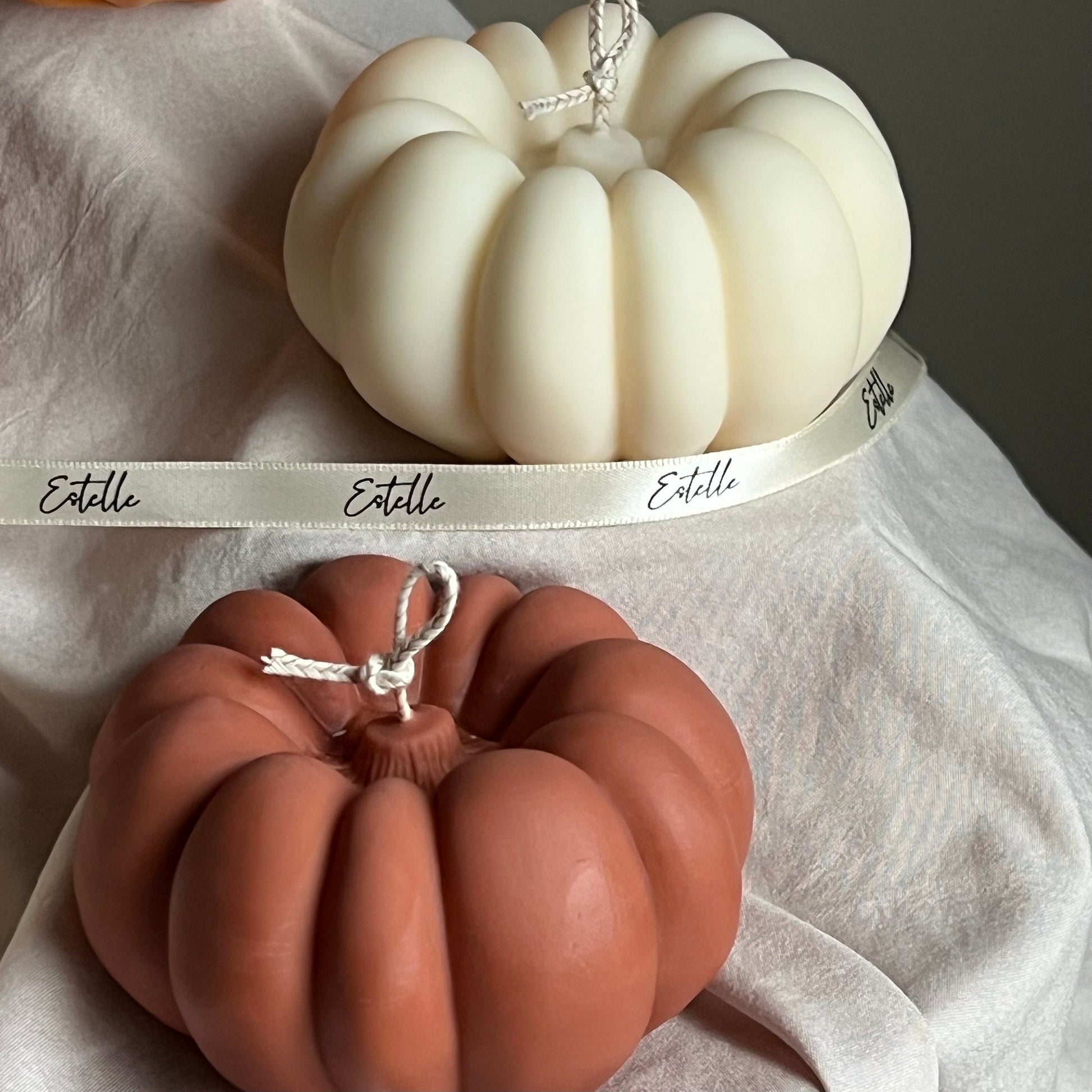 Handmade Autumn Pumpkin Candle: Sculptural Soy Wax Decor