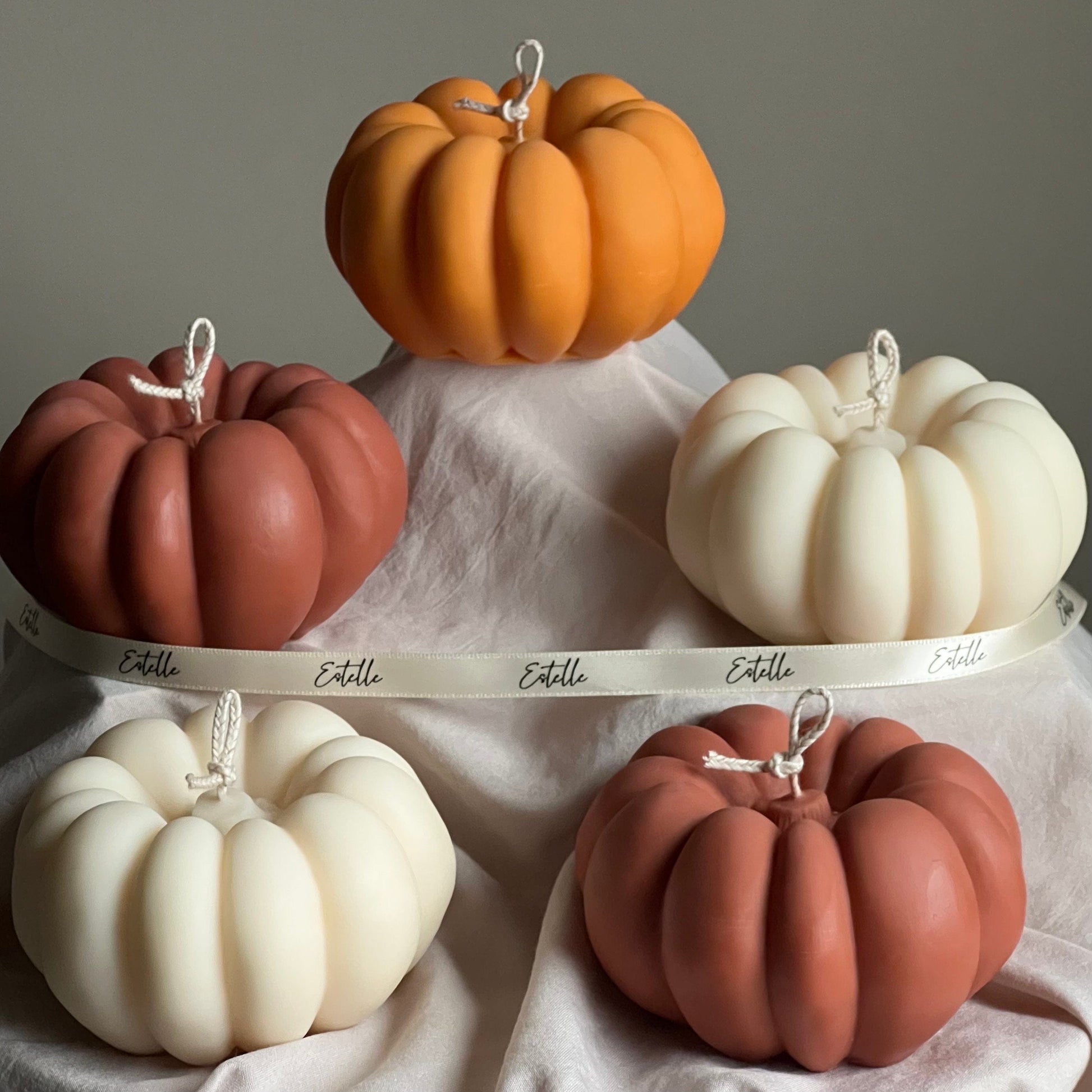 Handmade Autumn Pumpkin Candle: Sculptural Soy Wax Decor