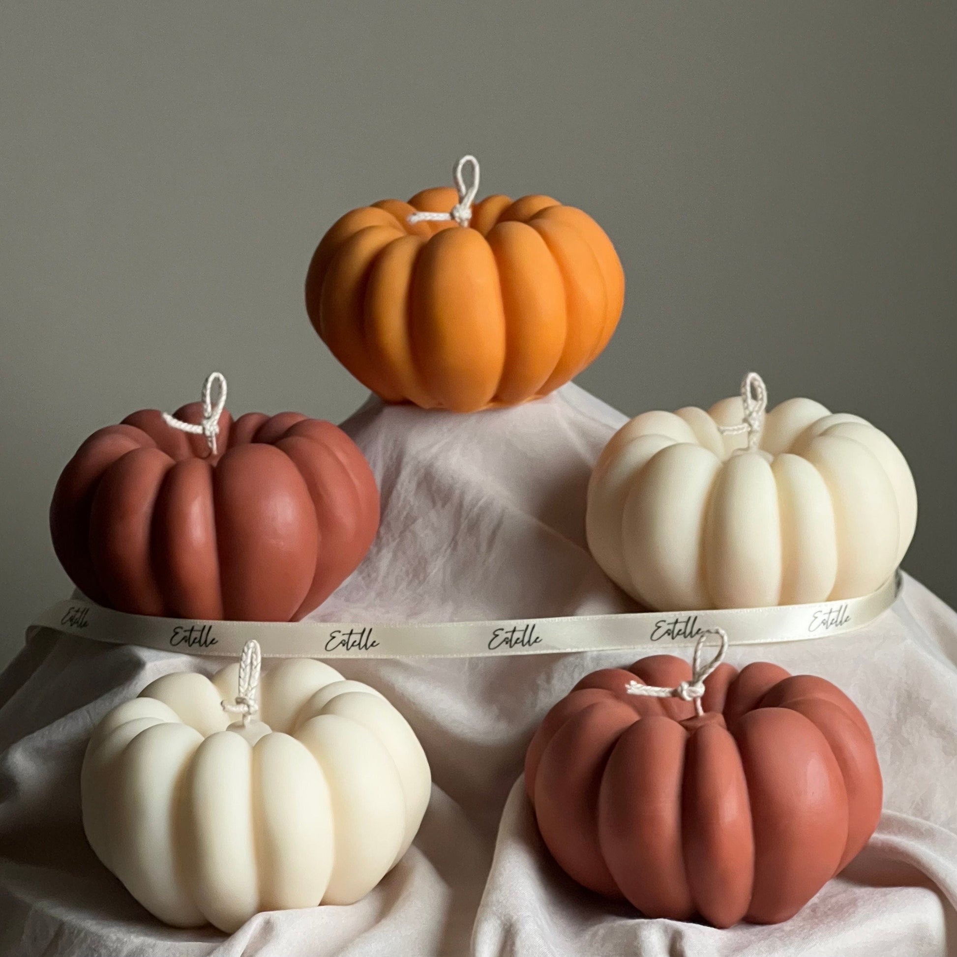 Handmade Autumn Pumpkin Candle: Sculptural Soy Wax Decor