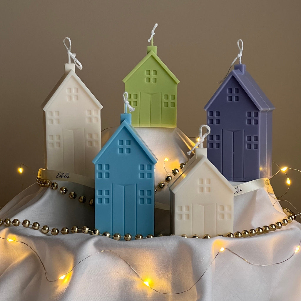 Handmade Christmas House Soy Candle: Holiday Home Decor