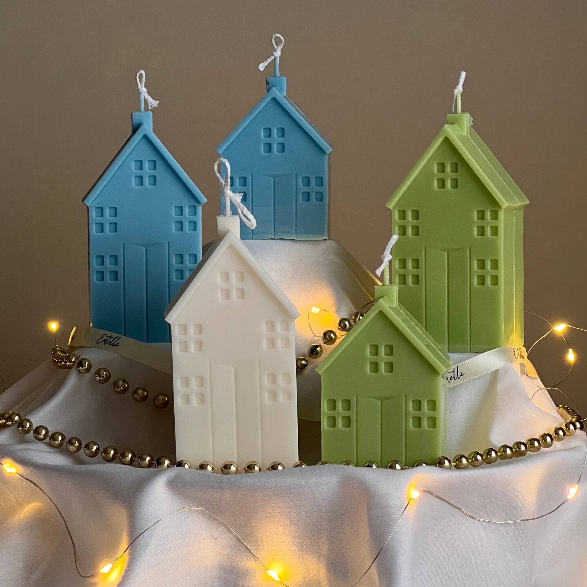 Handmade Christmas House Soy Candle: Holiday Home Decor