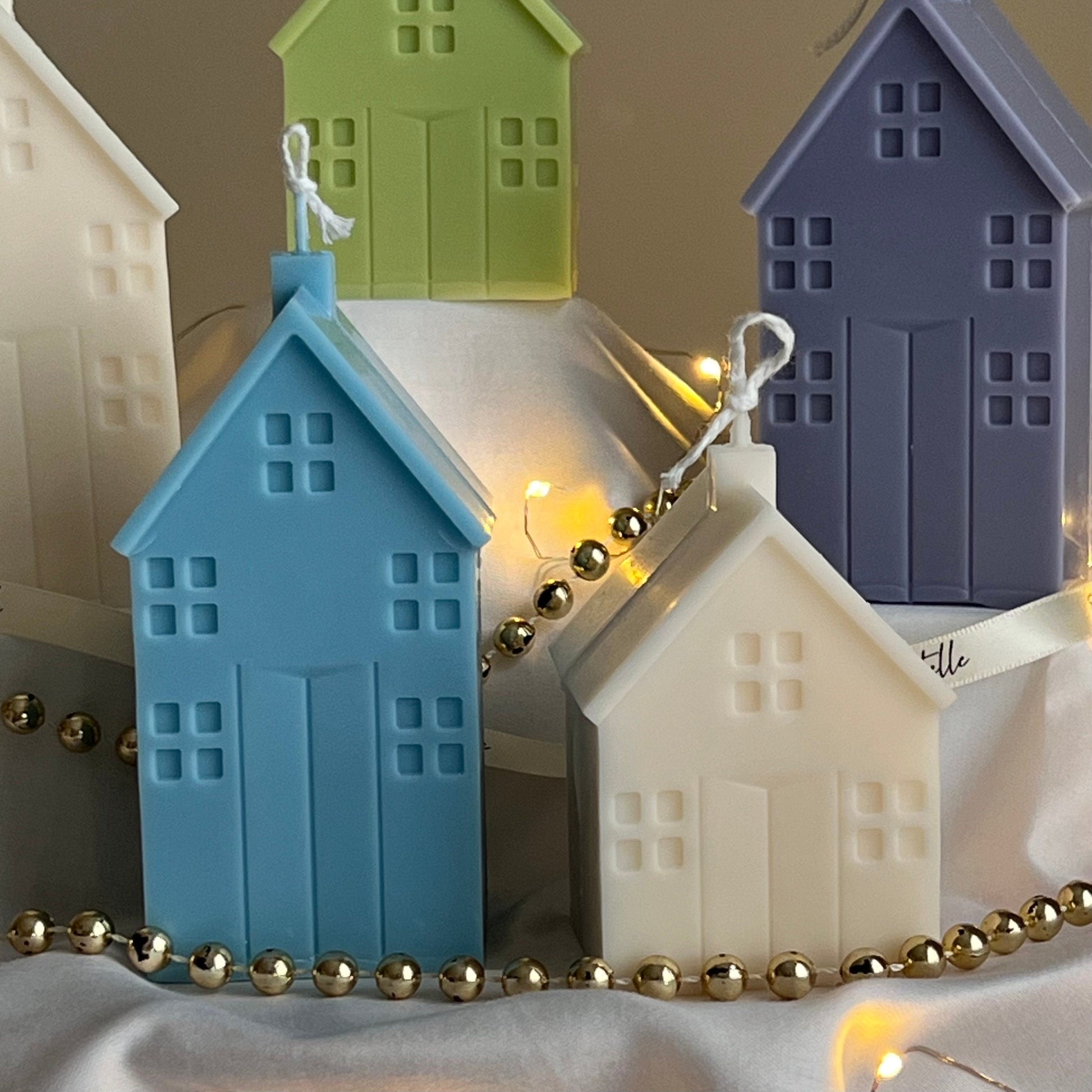 Handmade Christmas House Soy Candle: Holiday Home Decor