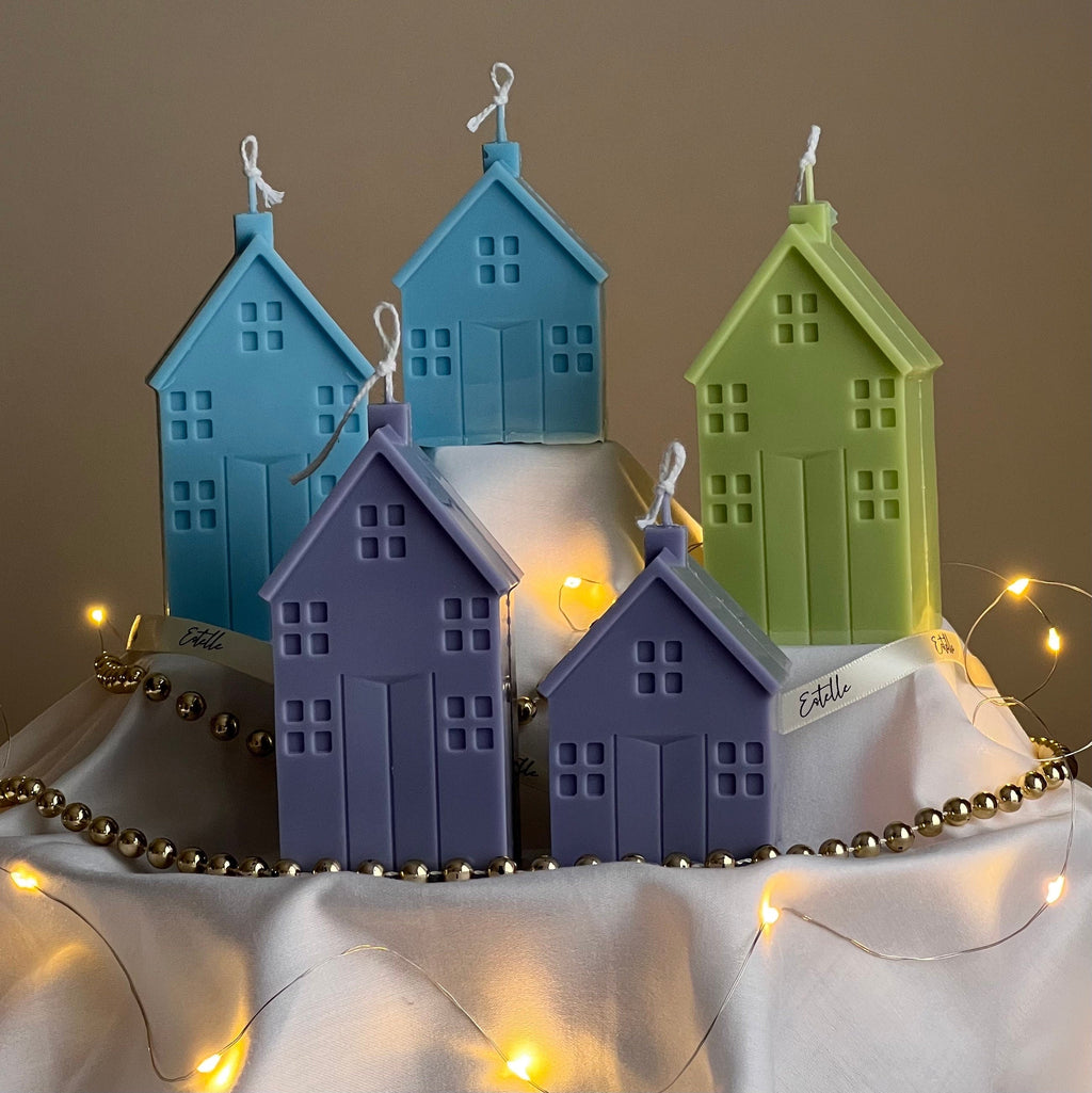 Handmade Christmas House Soy Candle: Holiday Home Decor