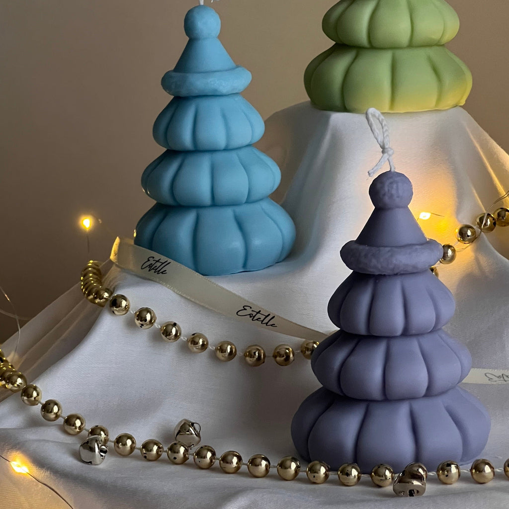 Christmas Tree Soy Candle with Hat: Handmade Holiday Decor