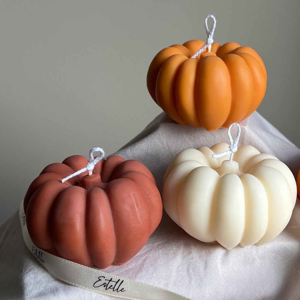 Handmade Autumn Pumpkin Soy Wax Candle: Spooky Season Decor