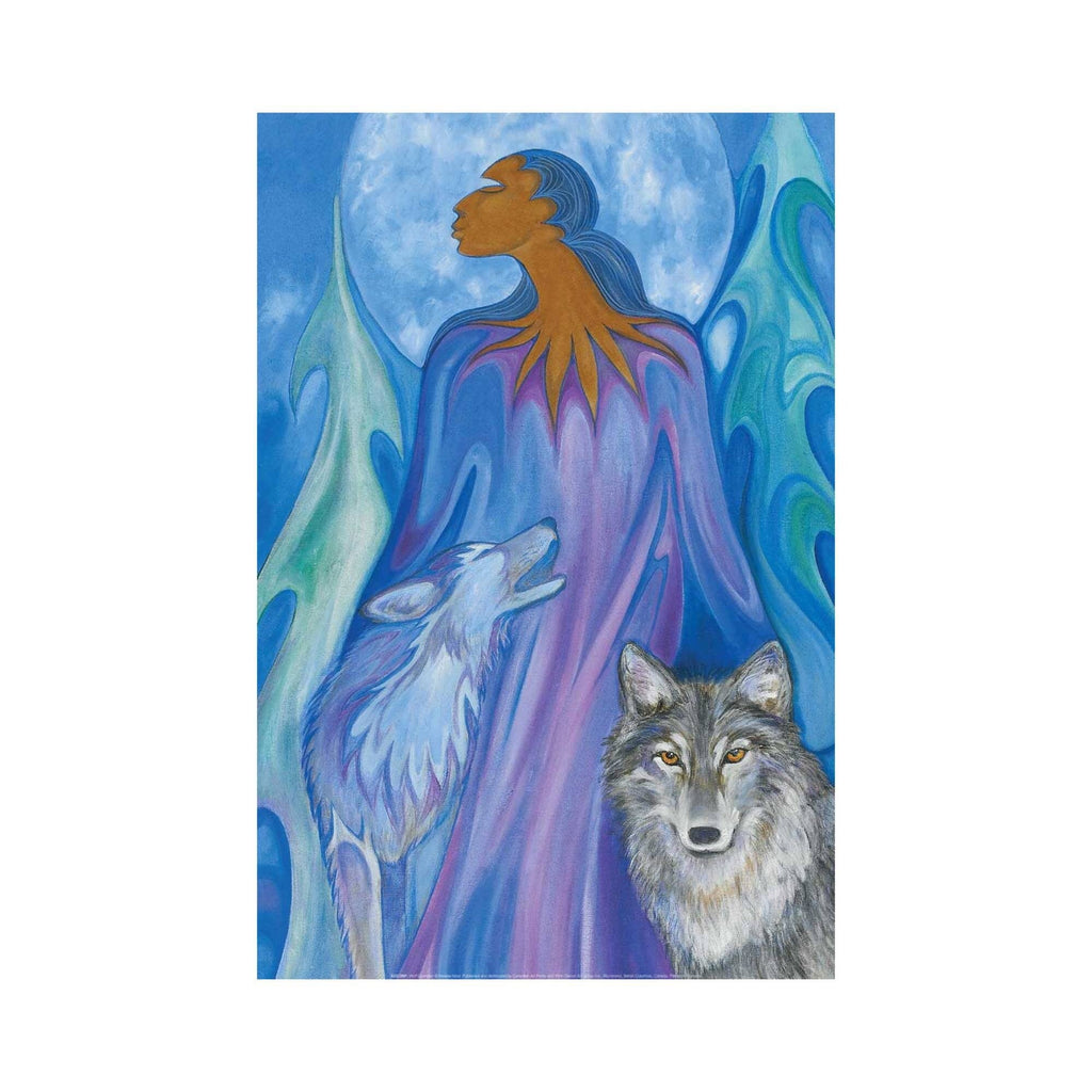 Loup gardien par Maxine Noel, carte d'art autochtone, Premières Nations, Amérindiens, œuvre d'art encadrée