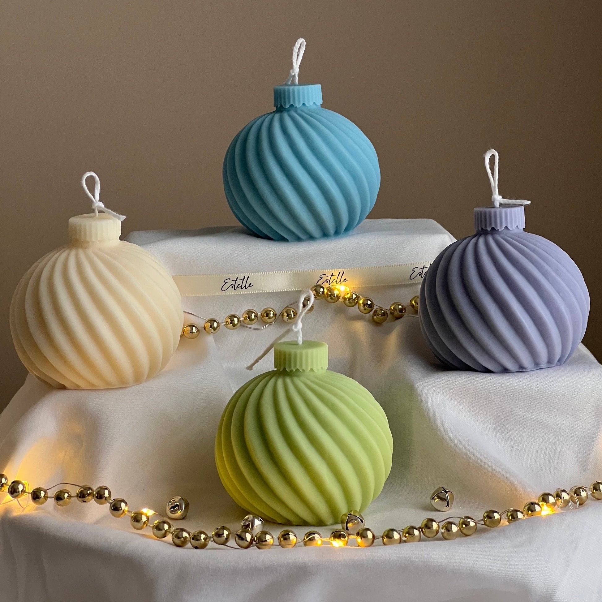Swirl Christmas Bauble Soy Candle: Handmade Holiday Decor