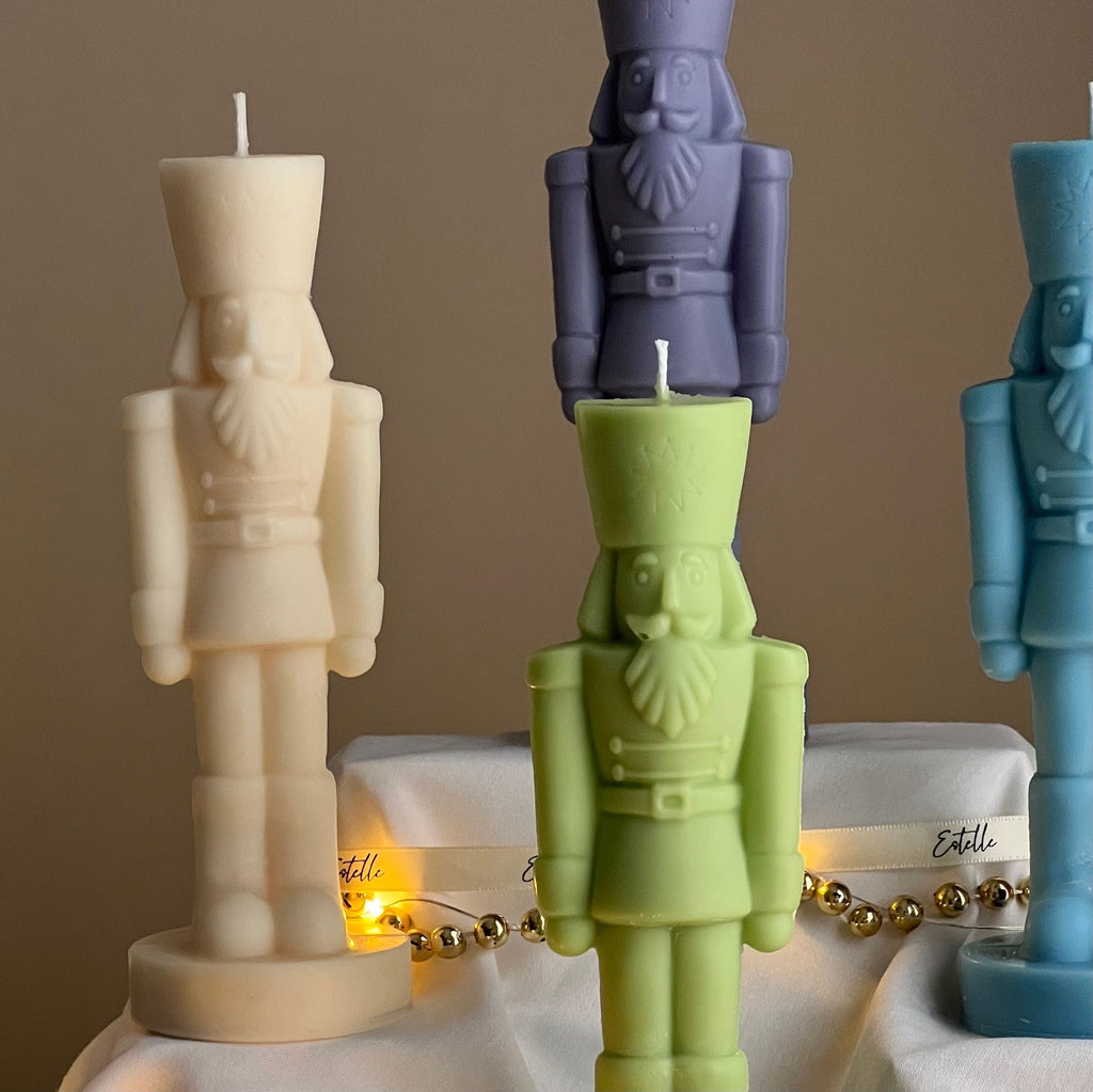 Handmade Nutcracker Candle: Sculptural Christmas Decor Gift