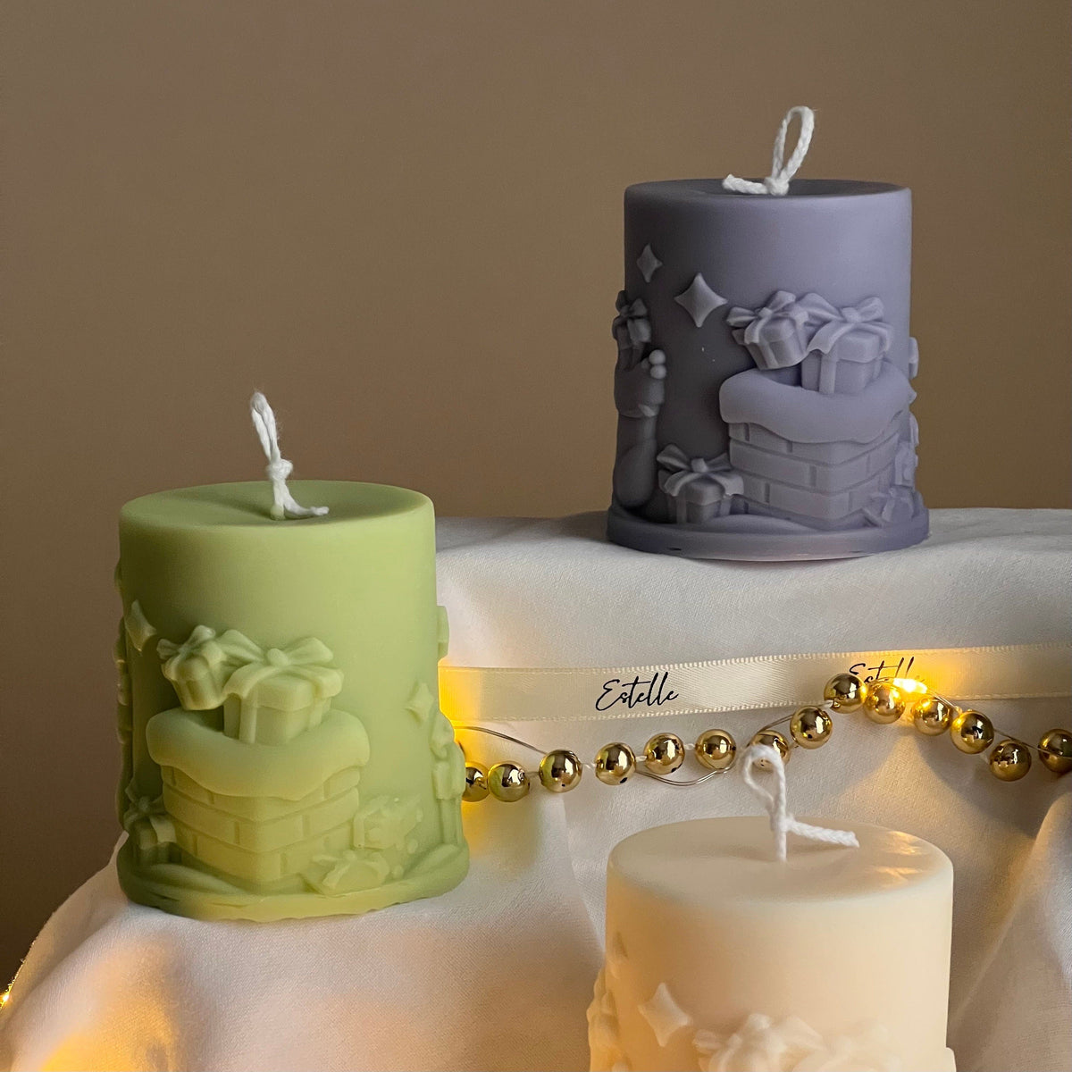 Handmade Christmas Pillar Candle: Festive Home Decor