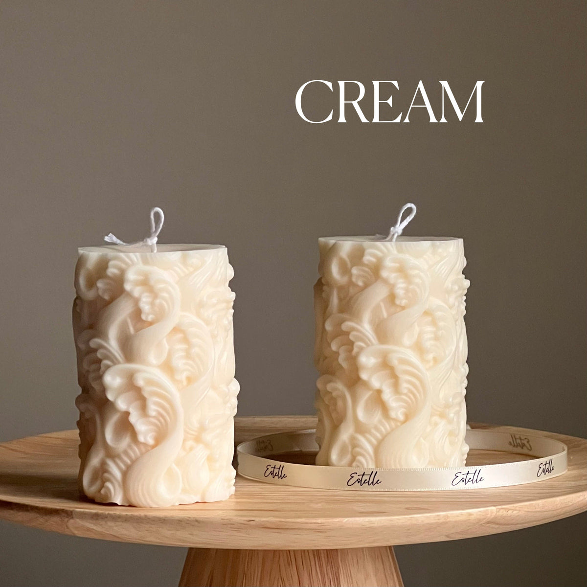 Wave Pillar Soy Candle: Handmade Decorative Unscented Candle