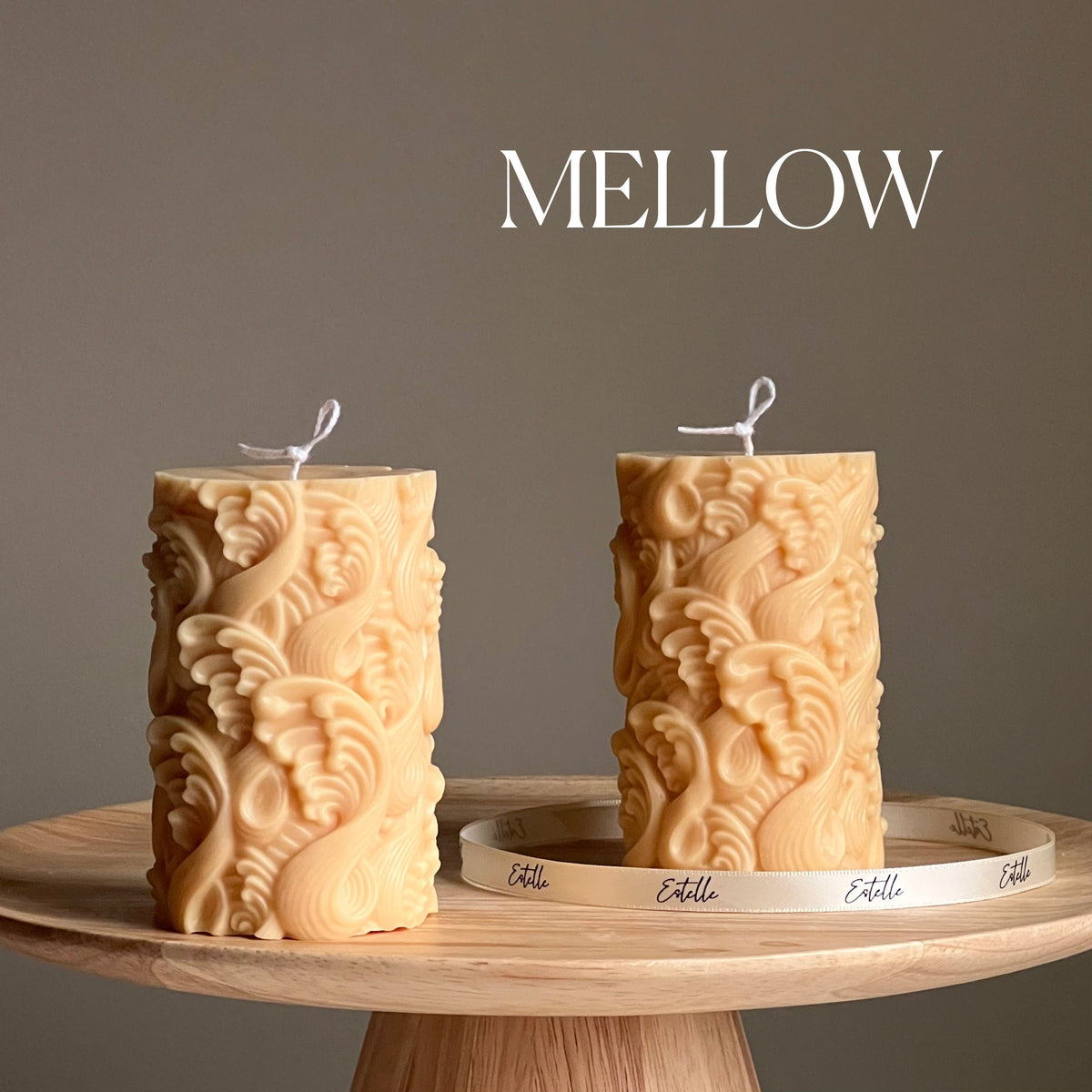 Wave Pillar Soy Candle: Handmade Decorative Unscented Candle
