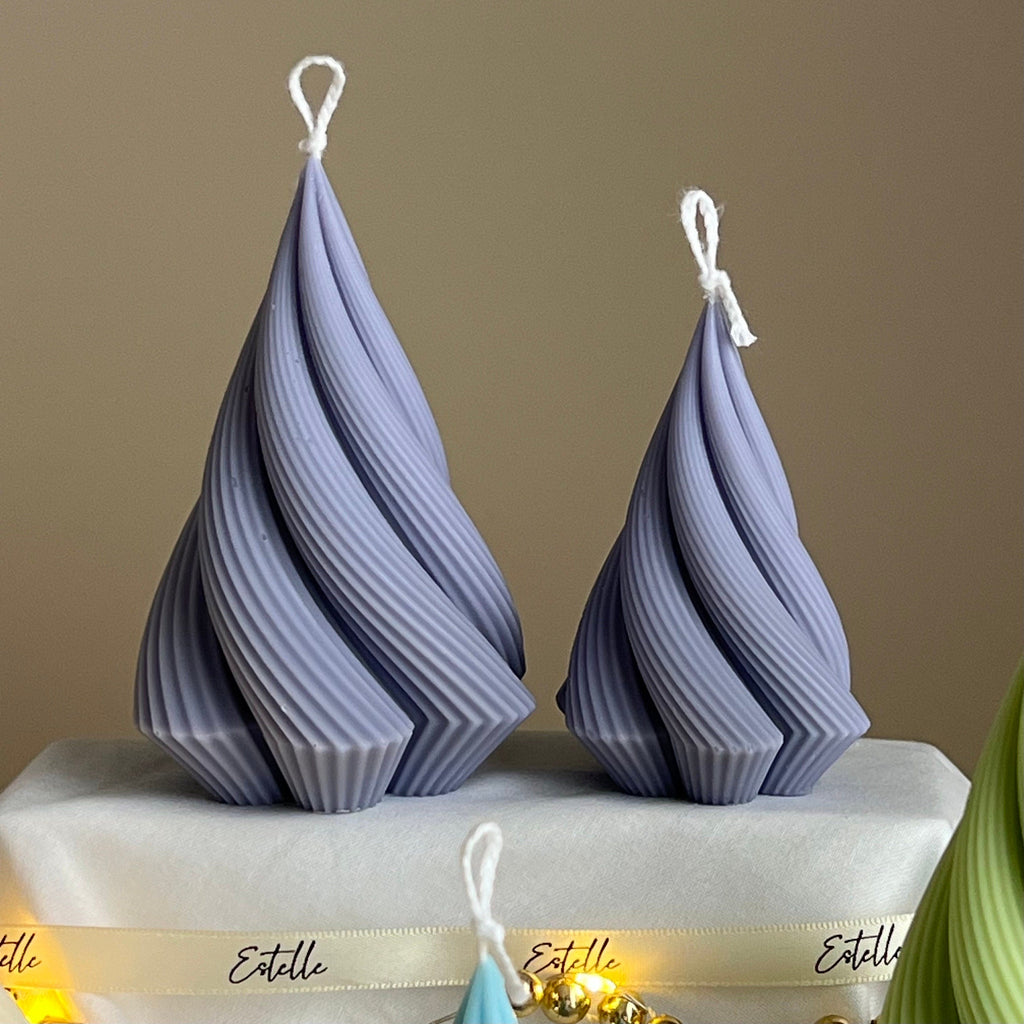 Swirl Stripped Christmas Tree Candle: Handmade Soy Wax Decor