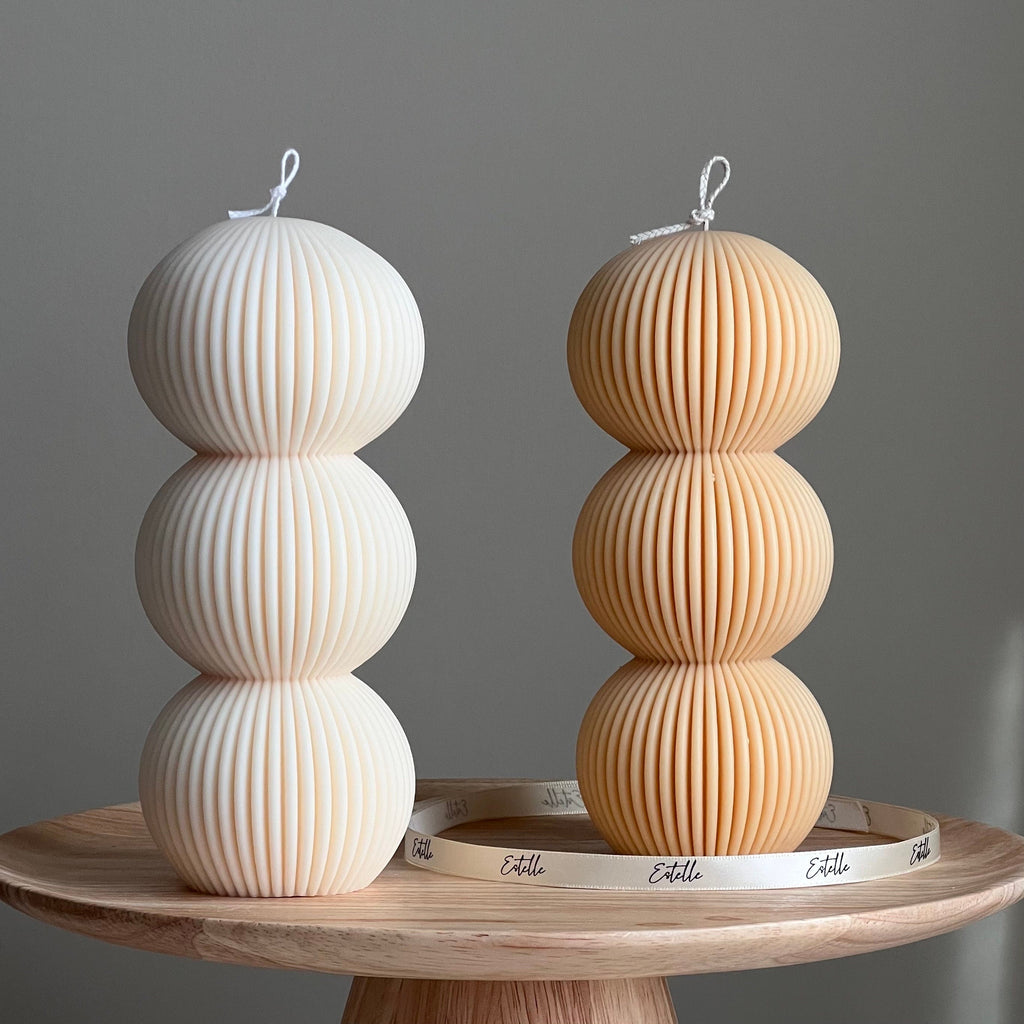 Handmade Ribbed Ball Soy Wax Candle | Home Decor