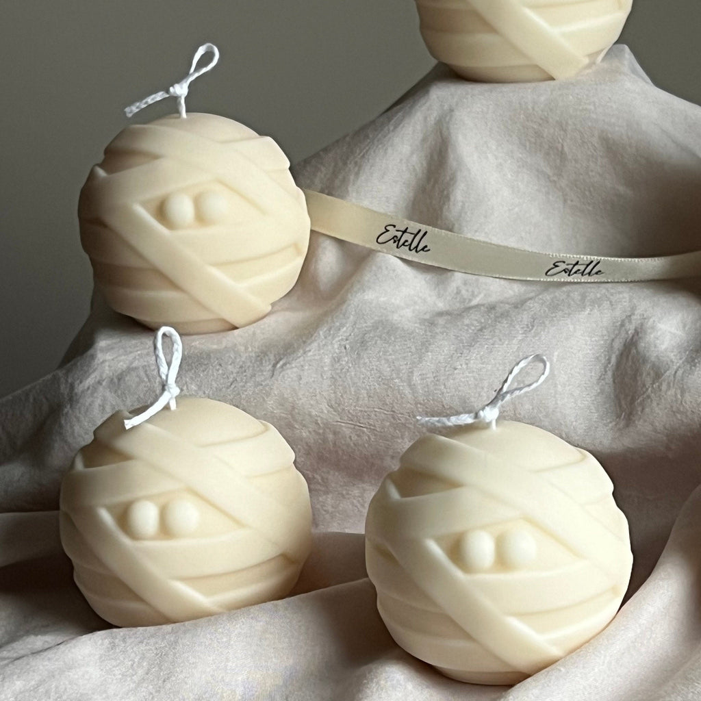 Handmade Halloween Mummy Candle | Sculptural Soy Wax Candle