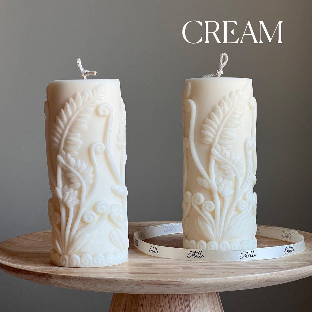 Large Fern Soy Pillar Candle | Sculptural Home Decor