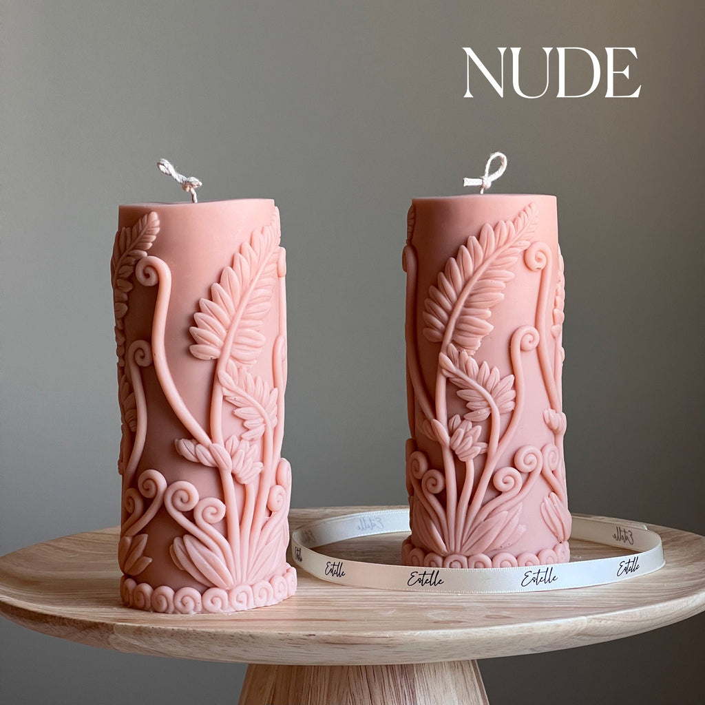 Large Fern Soy Pillar Candle | Sculptural Home Decor