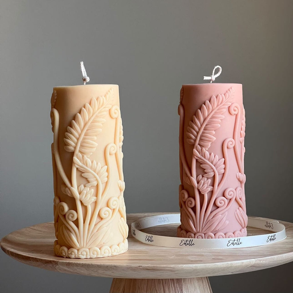 Large Fern Soy Pillar Candle | Sculptural Home Decor