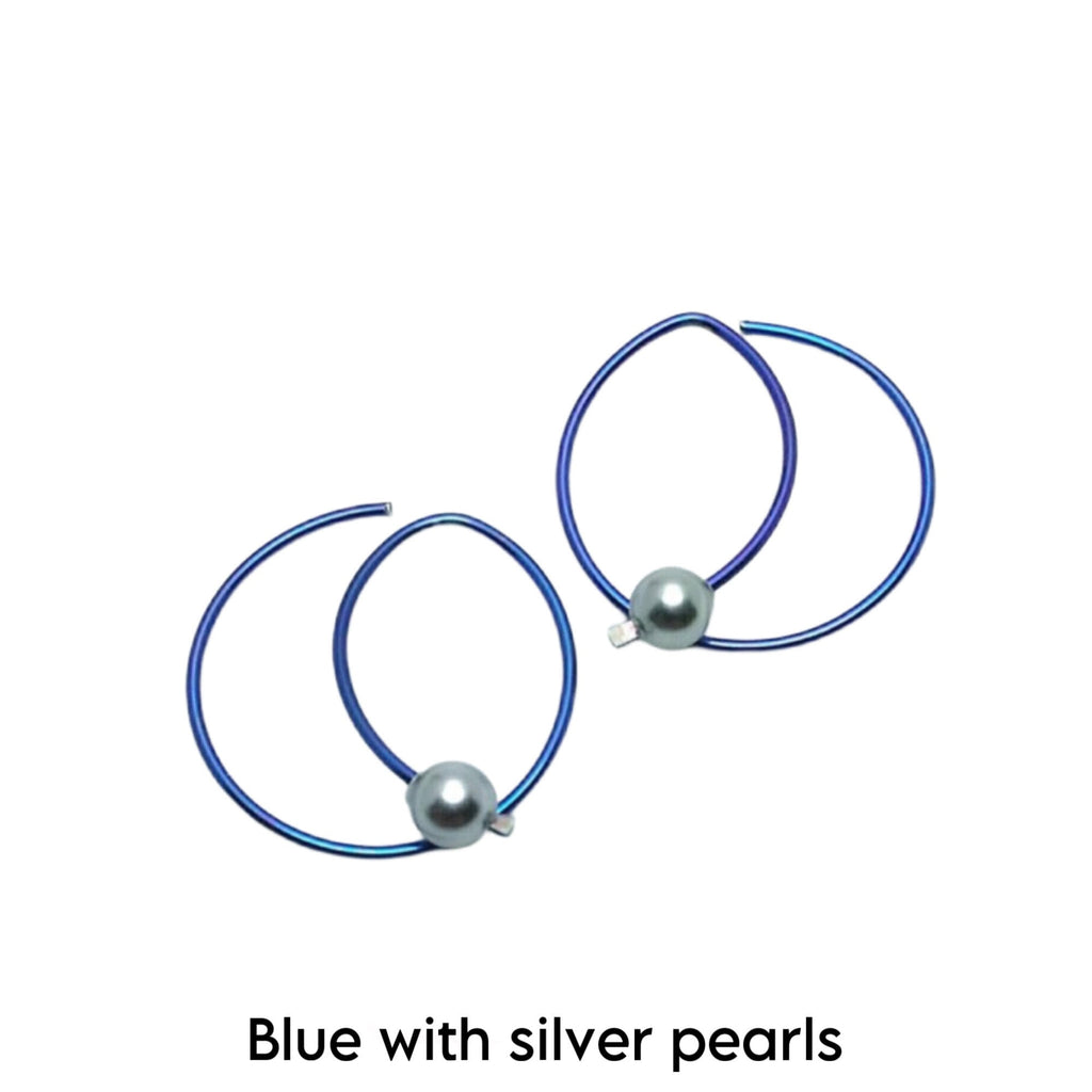 Niobium Hoop Earrings: Geometric Swarovski Pearl Hoops