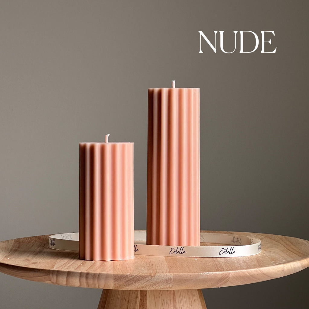 Ribbed Soy Wax Pillar Candle | Handmade Decorative Candle