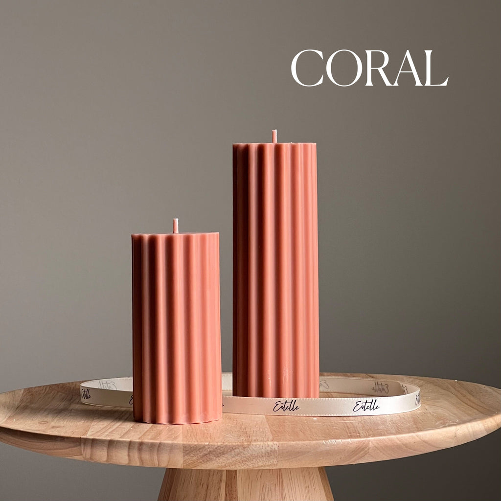 Ribbed Soy Wax Pillar Candle | Handmade Decorative Candle