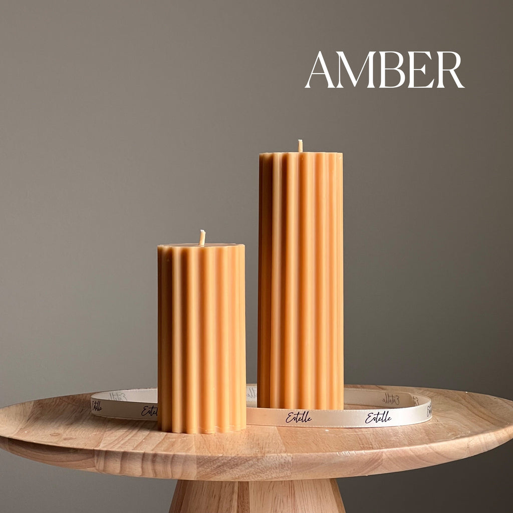Ribbed Soy Wax Pillar Candle | Handmade Decorative Candle